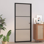 VIDAXL Porte interieure 93x201,5 cm Noir Verre mat et aluminium