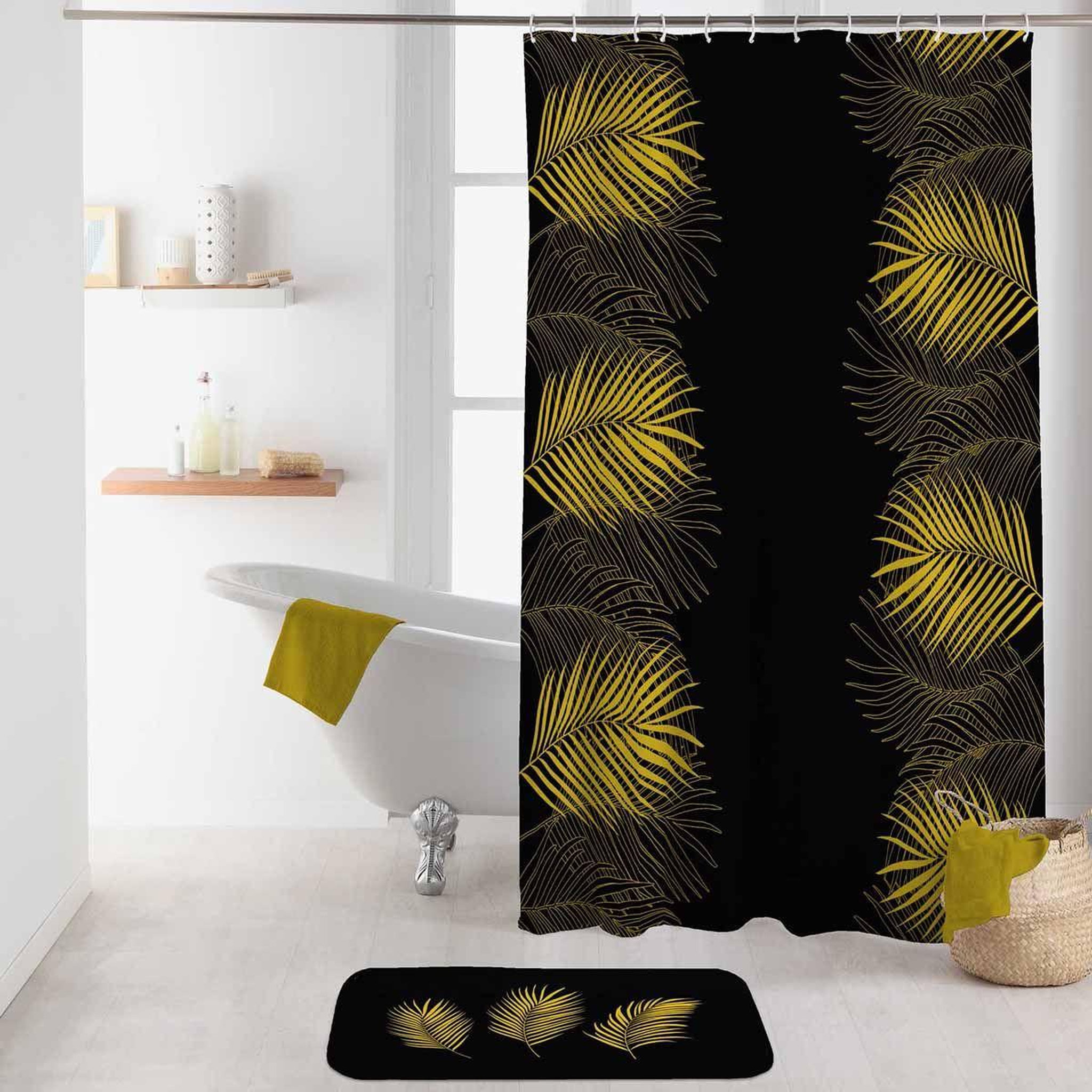 Douceur d'Intérieur Rideau de douche imprimé  orbella  180x200cm noir