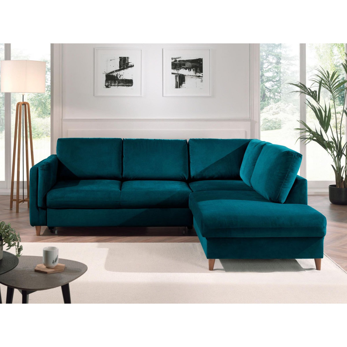 LISA DESIGN Brooke - canapé d'angle droit - convertible - 5 places - en velours