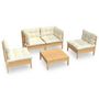 Voir la diapositive 2 : VIDAXL Salon de jardin 5 pcs avec coussins creme bois de pin massif