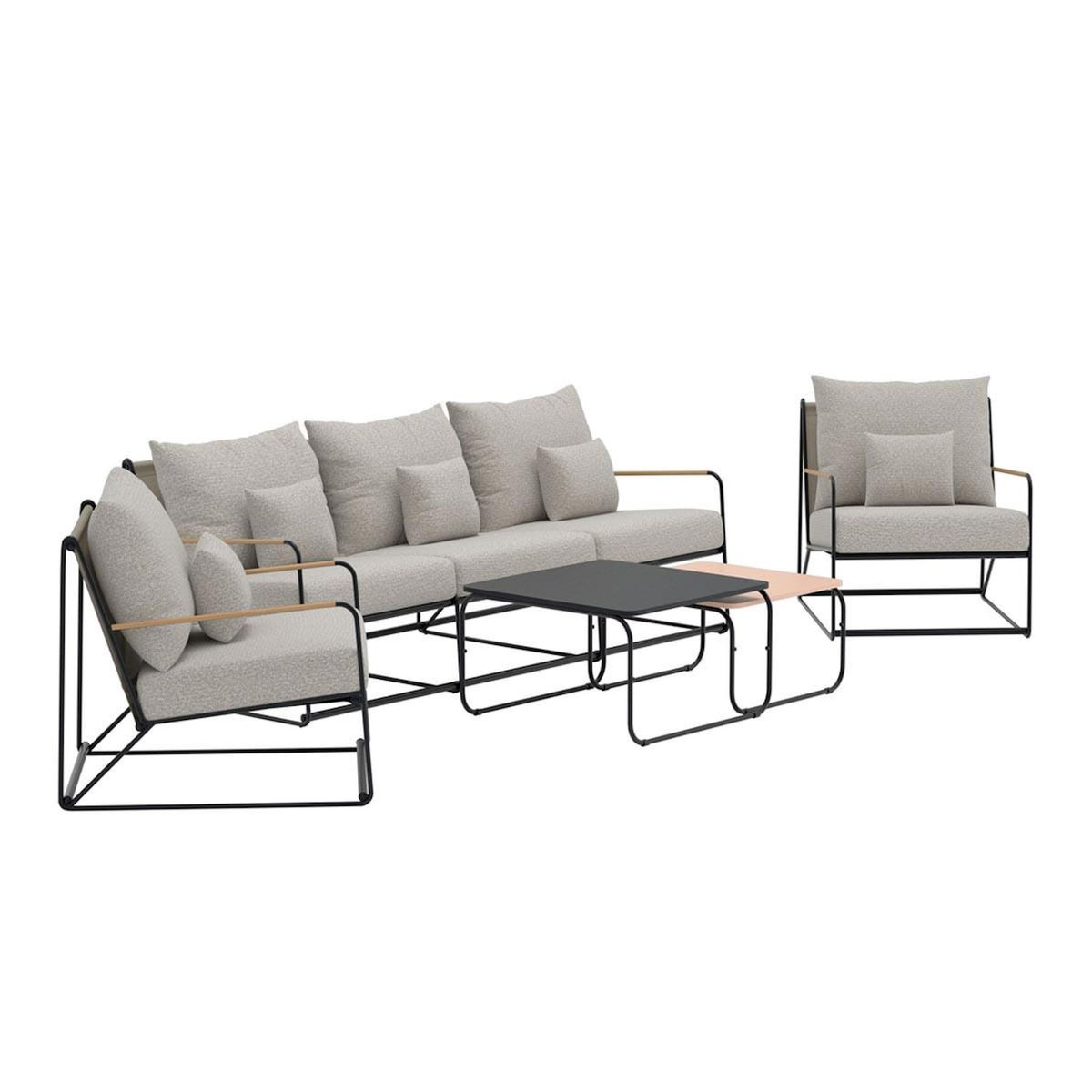 Paris Prix Salon de Jardin 5 Places  Palazzo  209cm Beige & Noir