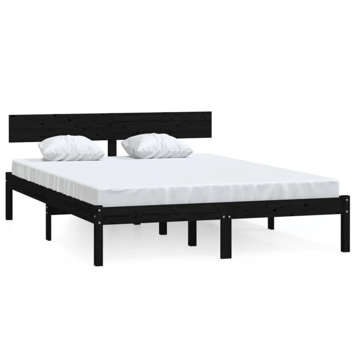 VIDAXL Cadre de lit sans matelas noir bois massif 160x200 cm