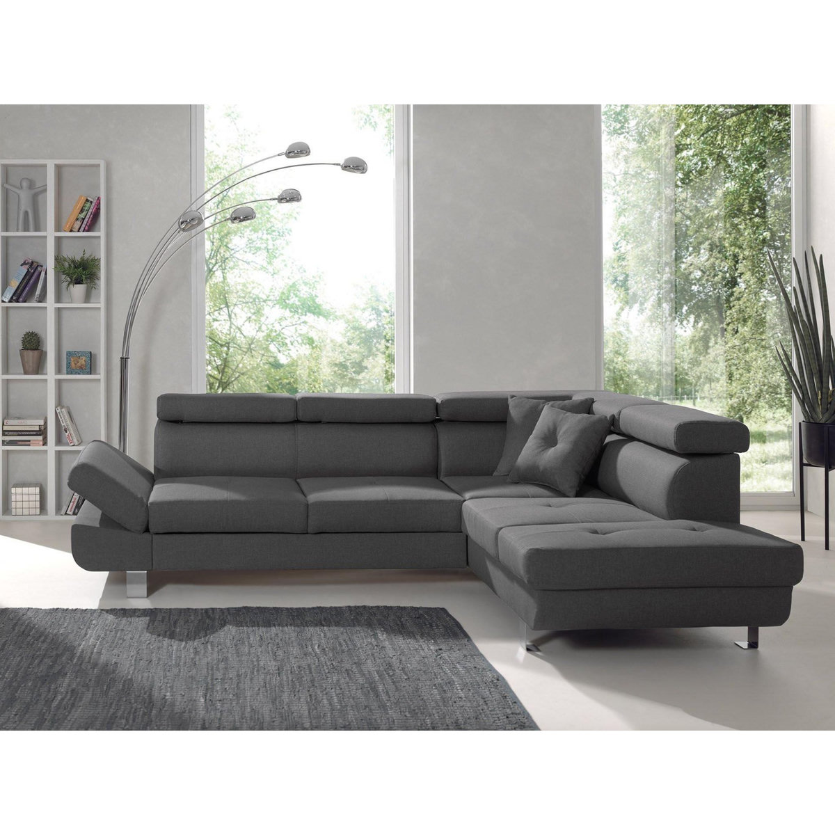 BEST MOBILIER Lisbona - canapé d'angle droit convertible - 5 places - avec têtières