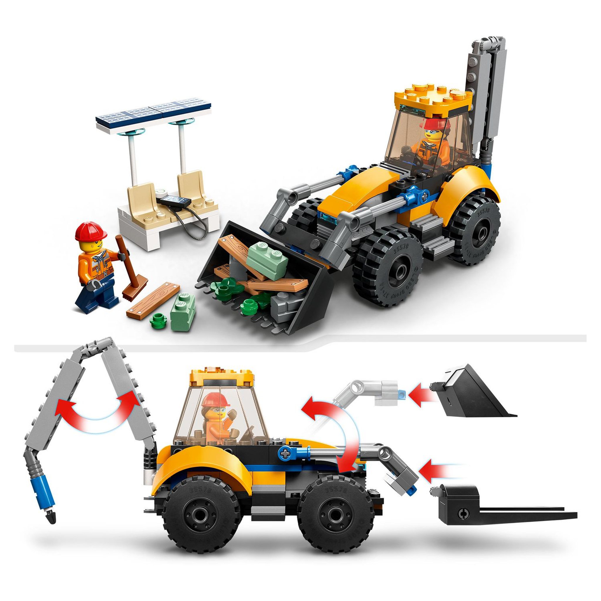 Voir la diapositive 5 : LEGO City 60385 La pelleteuse de chantier, Jouet Engin de Chantier, Jeu de Construction de Véhicules