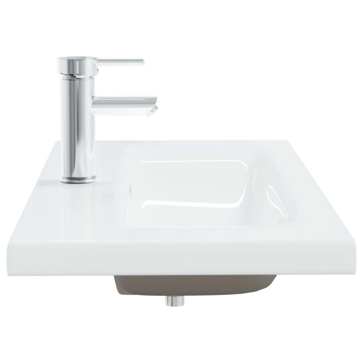 VIDAXL Lavabo encastre avec robinet 91x39x18 cm ceramique blanc