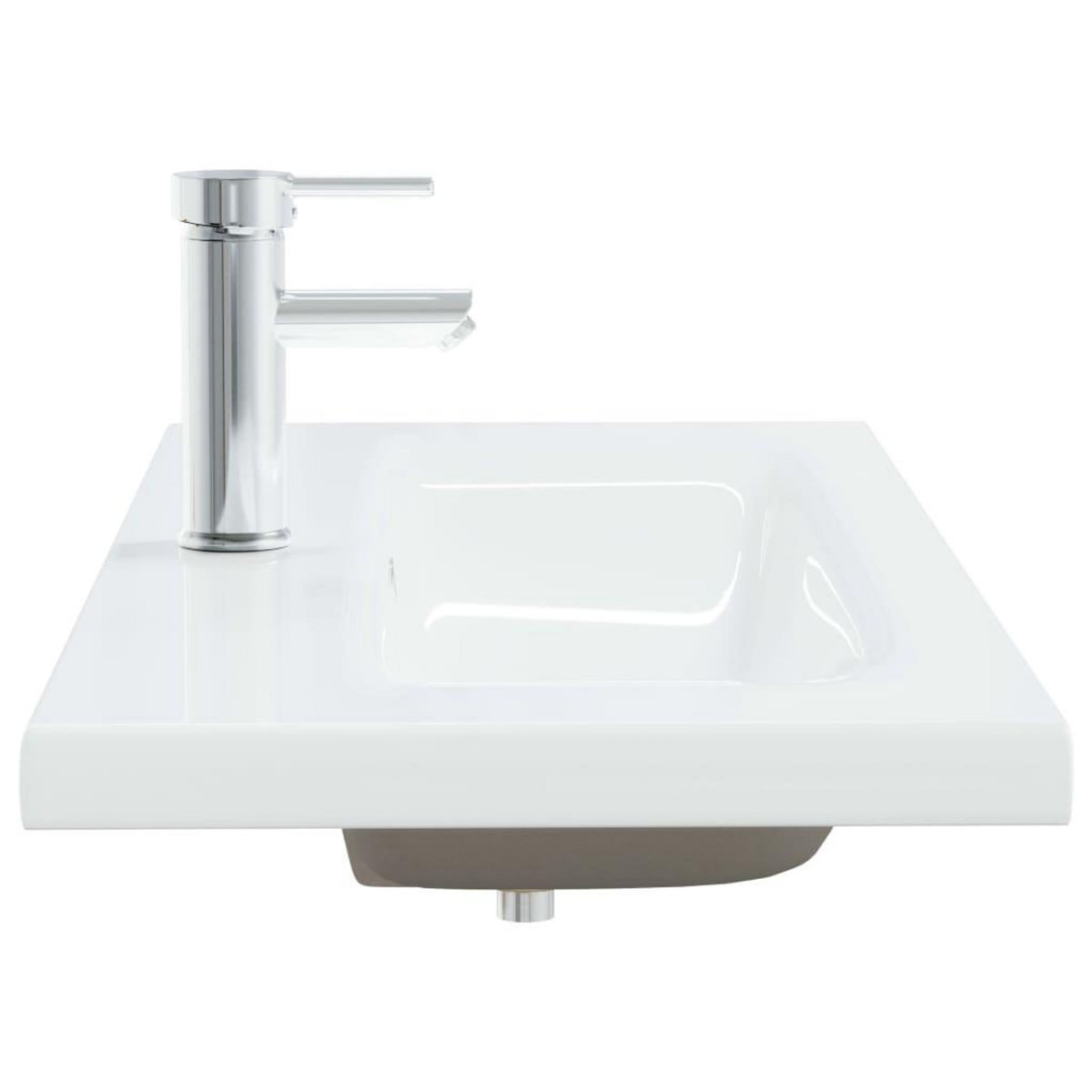 VIDAXL Lavabo encastre avec robinet 91x39x18 cm ceramique blanc