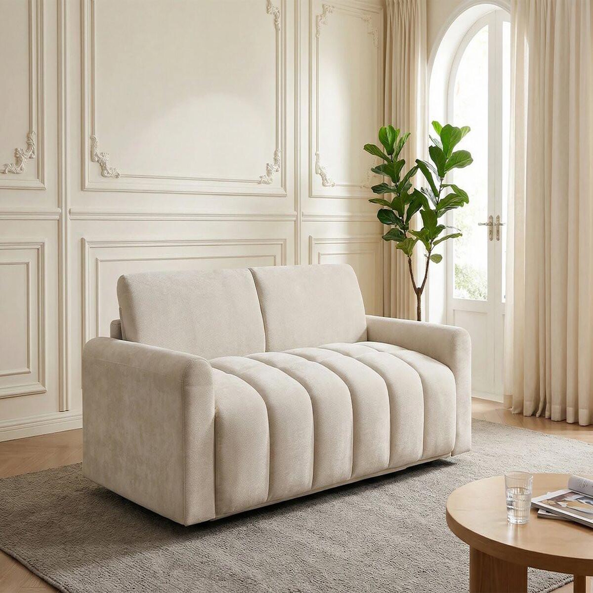 Voir la diapositive 2 : Habitat et Jardin Canapé lit convertible express  isadora  - matelas 18 cm - couchage 140 cm - 3 places - beige