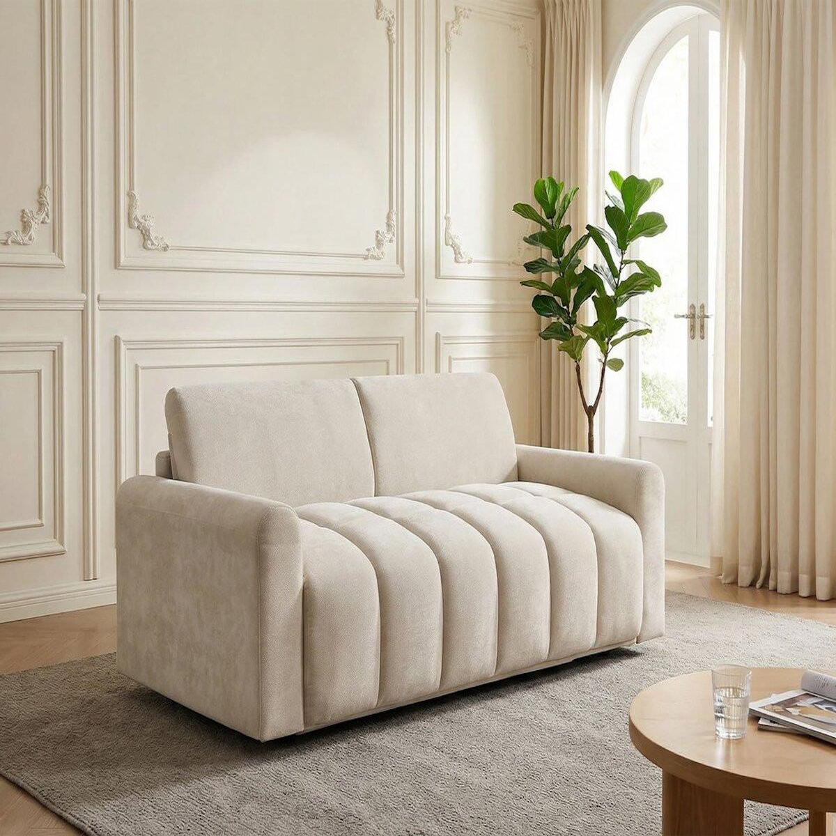 Habitat et Jardin Canapé convertible express  Isadora  - Matelas 18 cm - Couchage 140 cm - 3 places - Beige