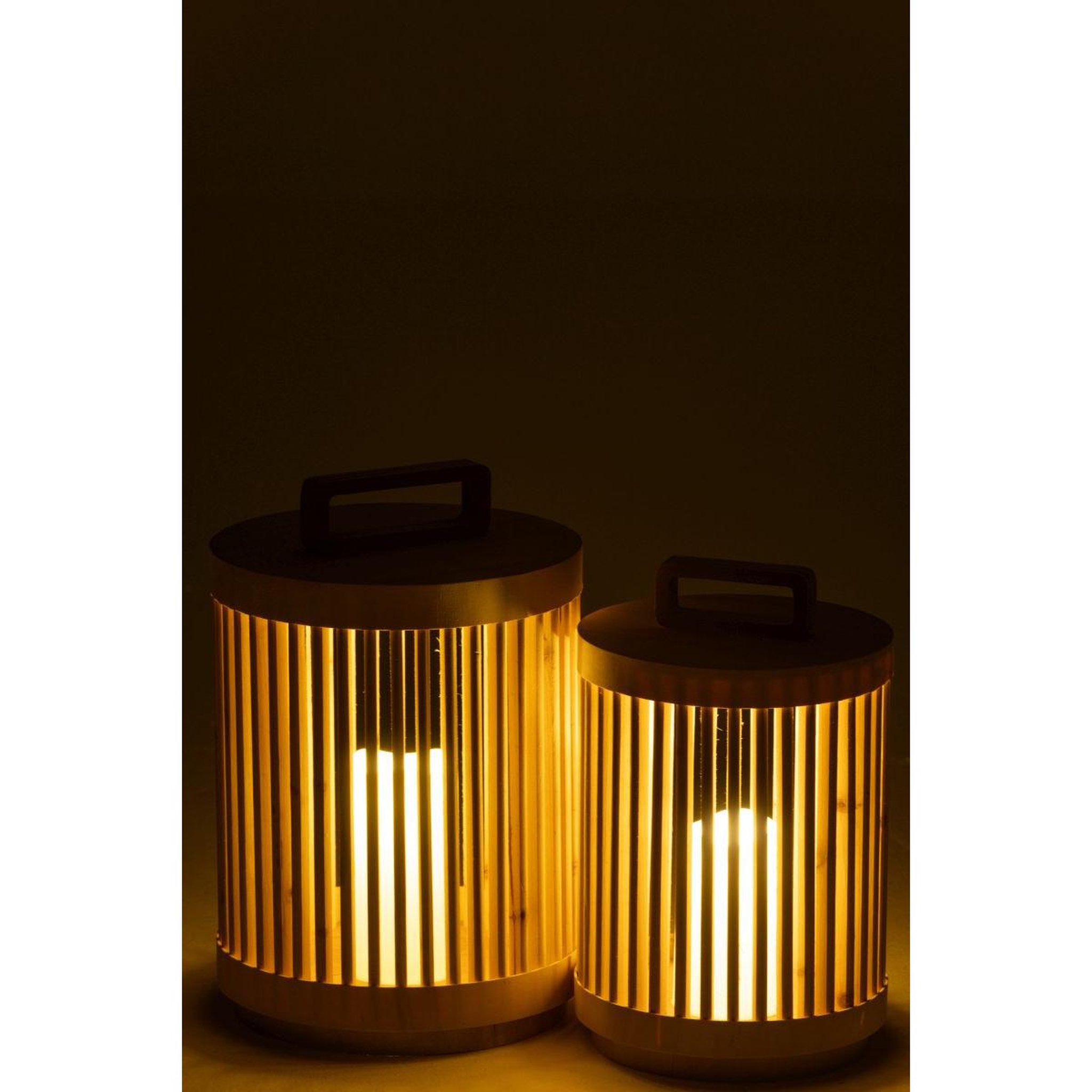 Voir la diapositive 6 : J-LINE Lampe à poser à led en bois  cylindrique  36cm naturel