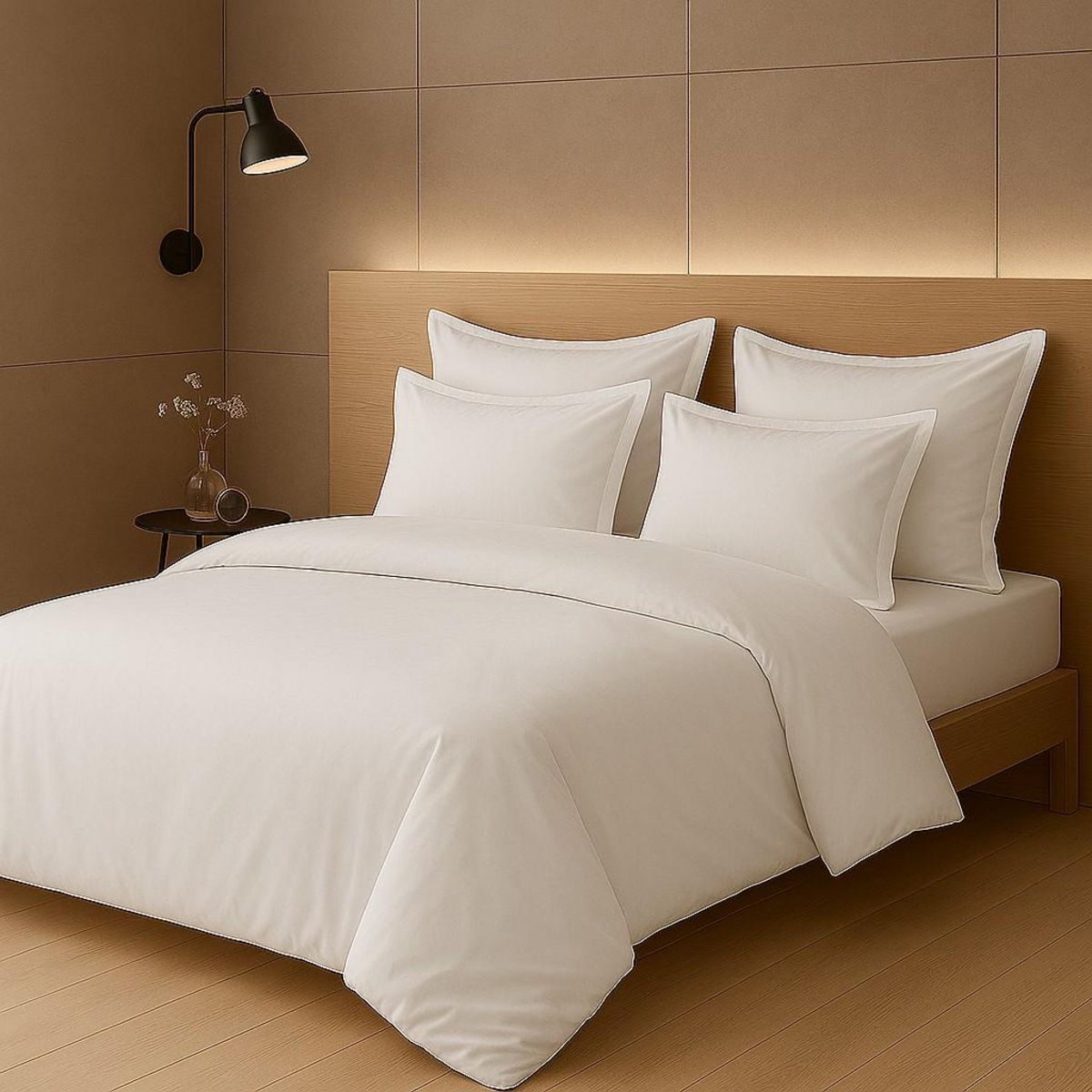 Home collection Parure housse de couette 2 pers 200x200 percale de coton - percale blanc