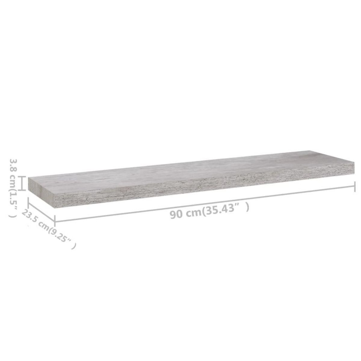 VIDAXL Etageres murales flottantes 4 pcs Gris beton 90x23,5x3,8cm MDF