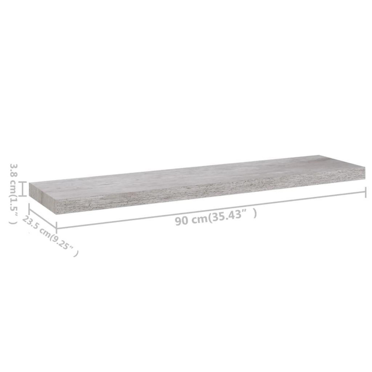 VIDAXL Etageres murales flottantes 4 pcs Gris beton 90x23,5x3,8cm MDF