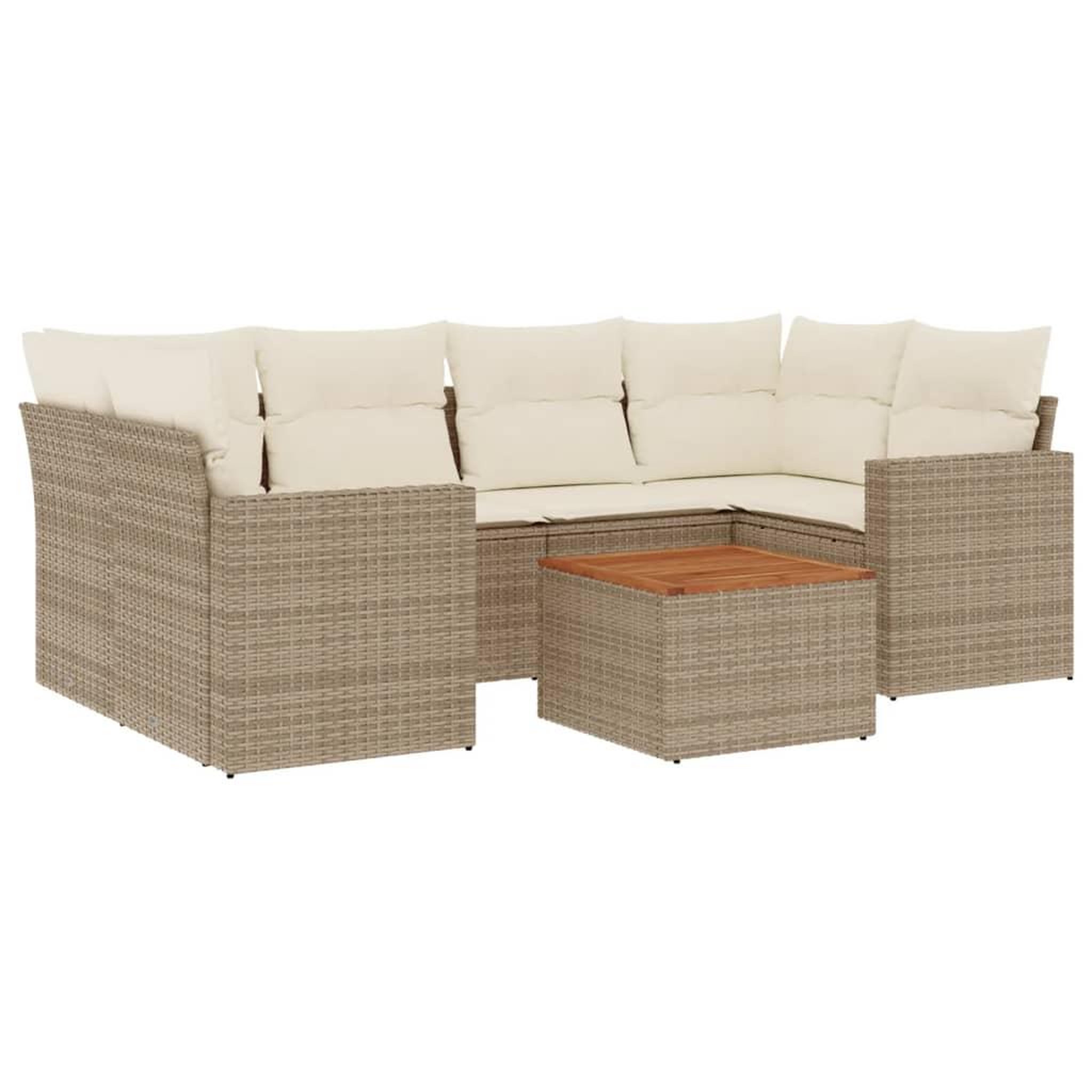 Voir la diapositive 2 : VIDAXL Salon de jardin avec coussins 7 pcs beige resine tressee