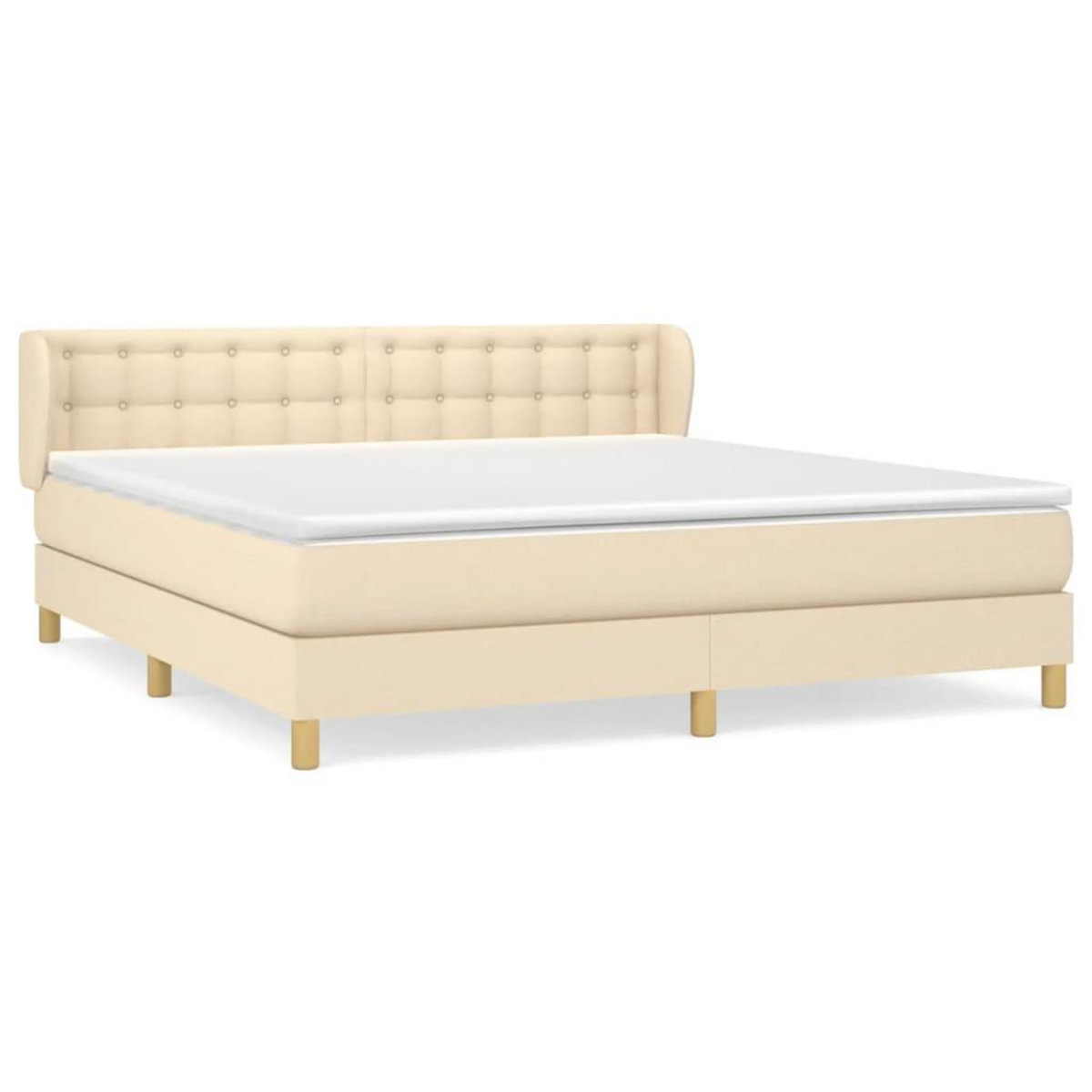 VIDAXL Sommier a lattes de lit avec matelas Creme 180x200 cm Tissu
