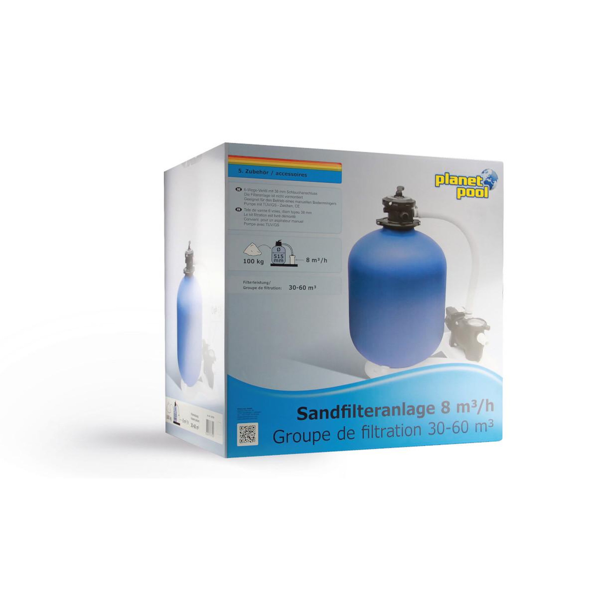 Voir la diapositive 2 : AQUALUX Groupe de filtration pour piscine hors-sol 30 à 60 m3 - débit 8m3/h - 105799
