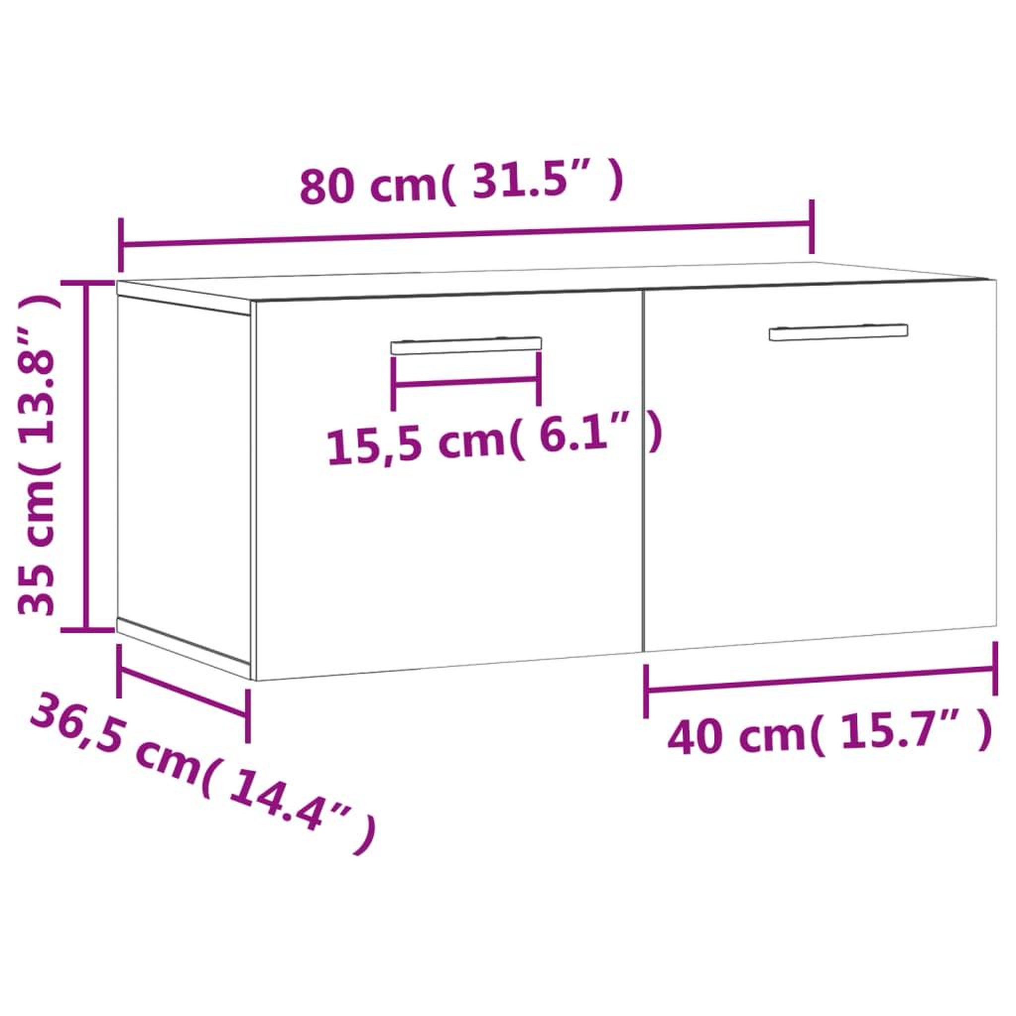 Voir la diapositive 6 : VIDAXL Armoire murale gris beton 80x36,5x35 cm bois d'ingenierie
