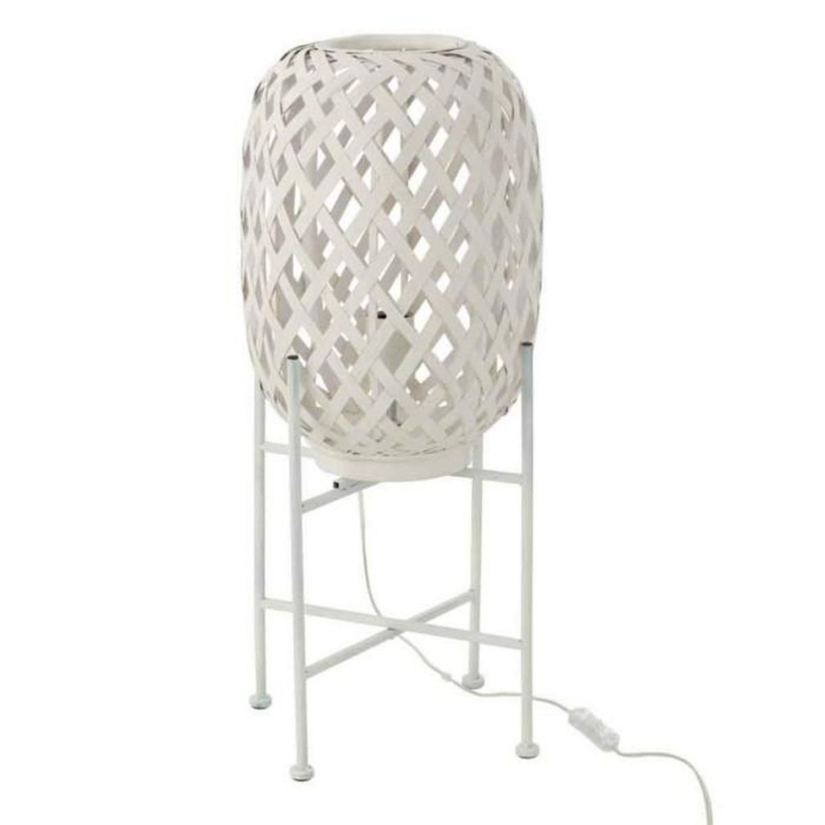 Paris Prix Lampadaire Déco en Bambou  Inaya  63cm Blanc