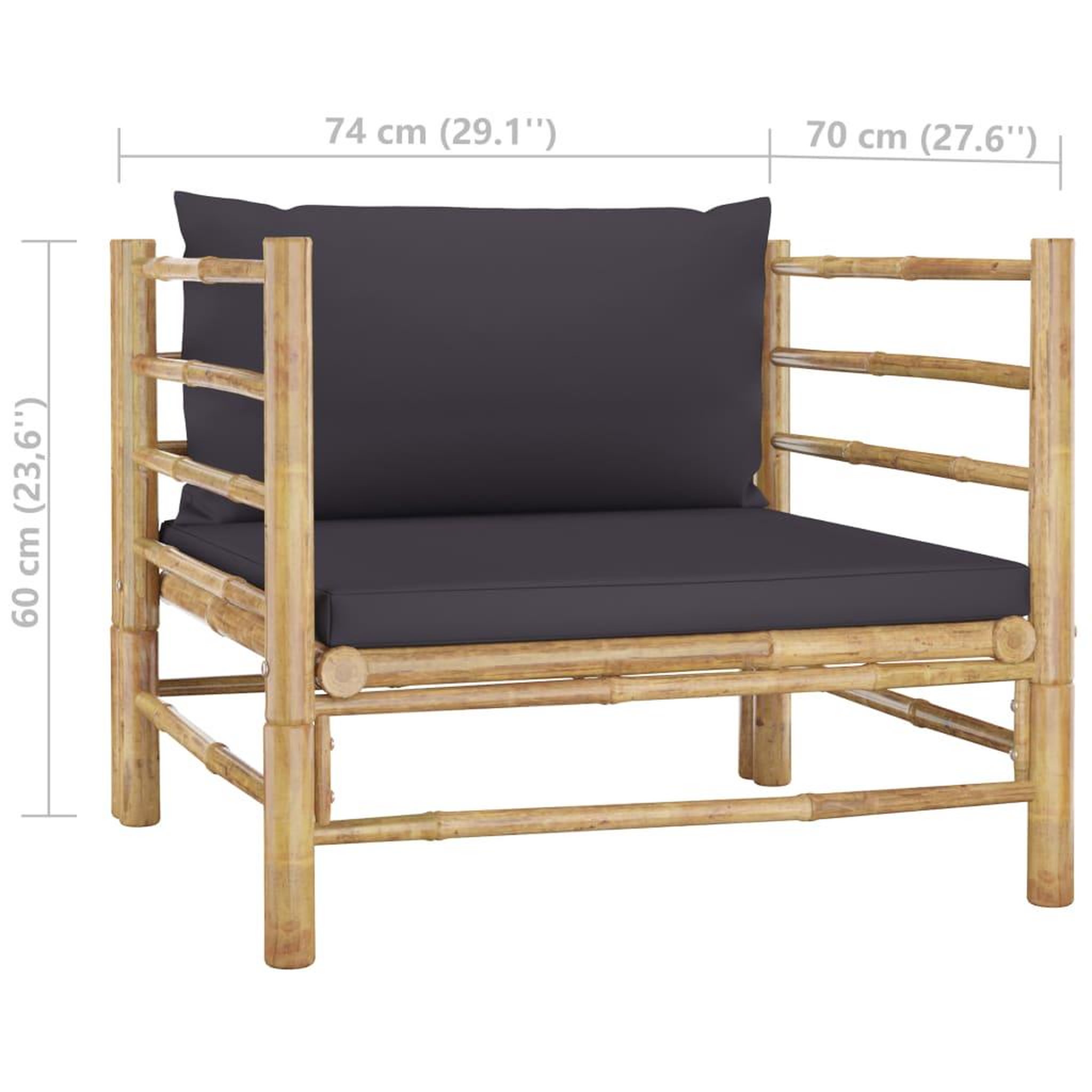 Voir la diapositive 6 : VIDAXL Salon de jardin 7 pcs avec coussins gris fonce bambou