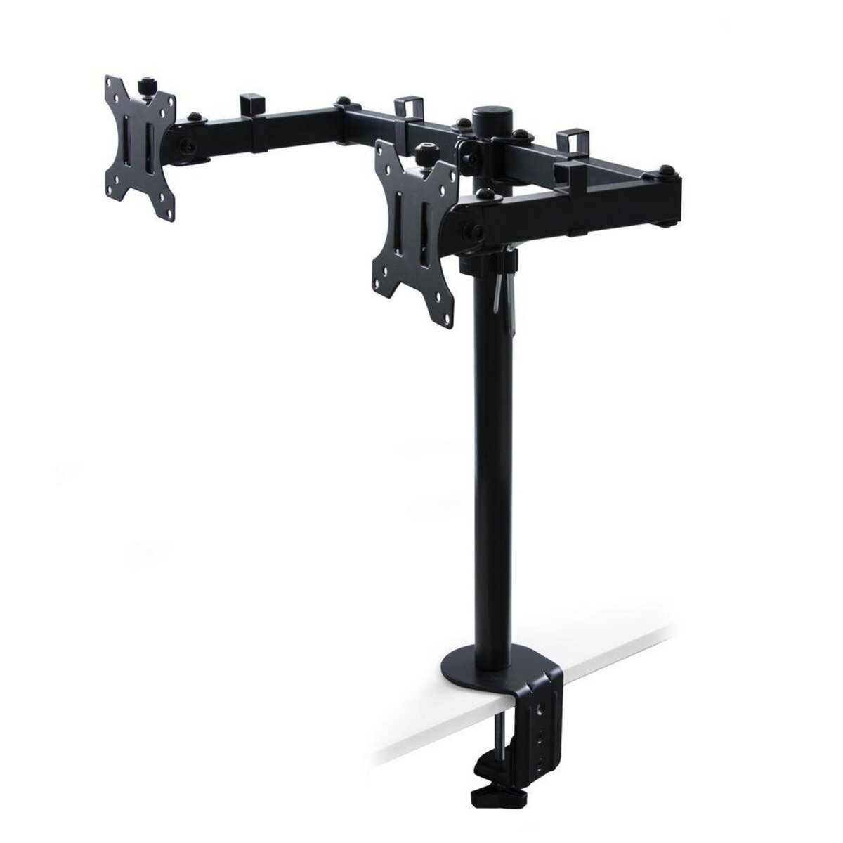 EMUCA SRL Support écran inclinable et rotatif à 360​° pour table., 2 bras, Peint en noir
