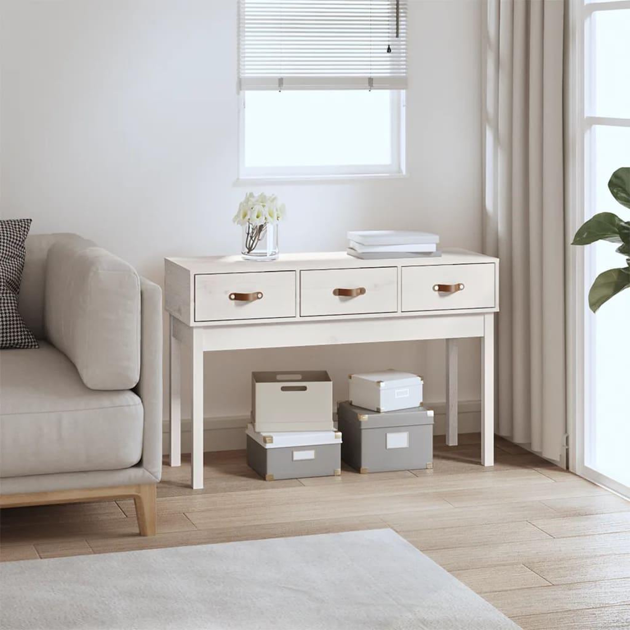 Voir la diapositive 1 : VIDAXL Table console Blanc 114x40x75 cm Bois massif de pin