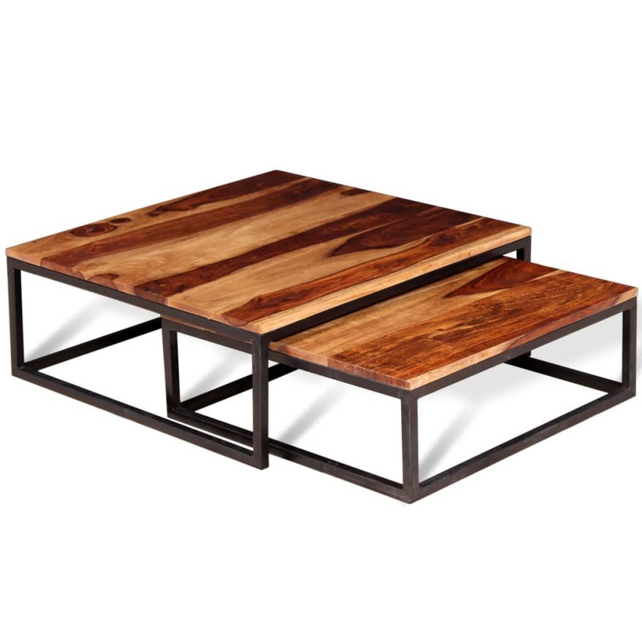 Voir la diapositive 2 : VIDAXL Ensemble de table basse gigogne 2 pcs Bois massif