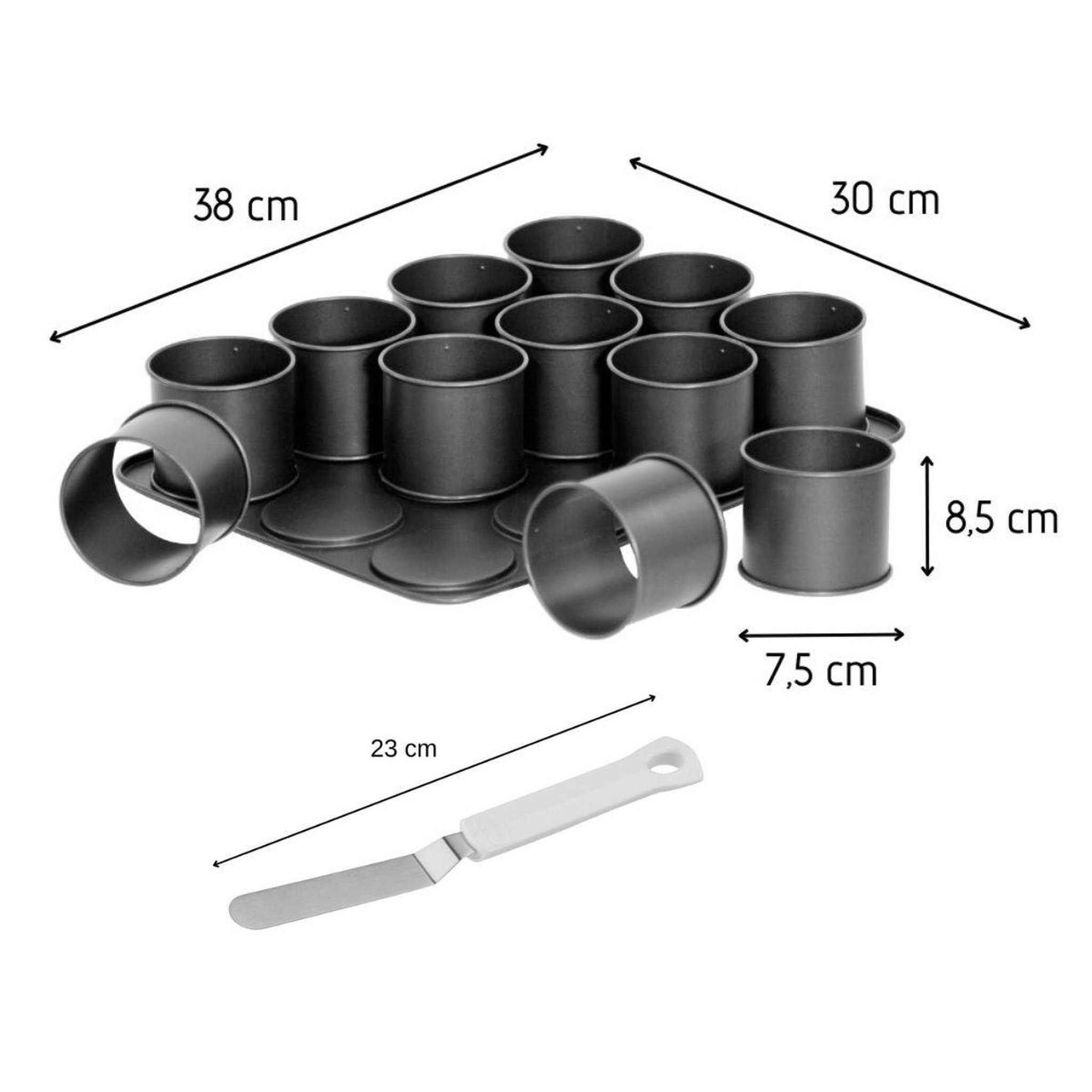 Voir la diapositive 3 : ZENKER Plaque à pâtisserie mini gâteaux et spatule à glacer zenker black metallic