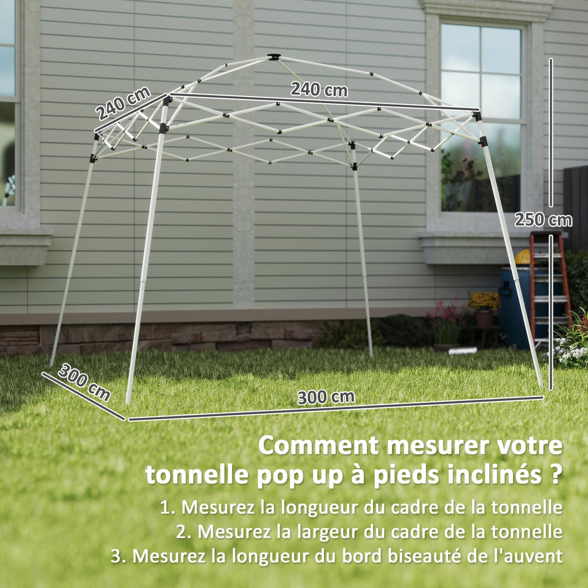OUTSUNNY Toile de rechange pour barnum tonnelle 3 x 3 m(bas)/2,4 x 2,4 m(haut) protection solaire UPF50+ bleu