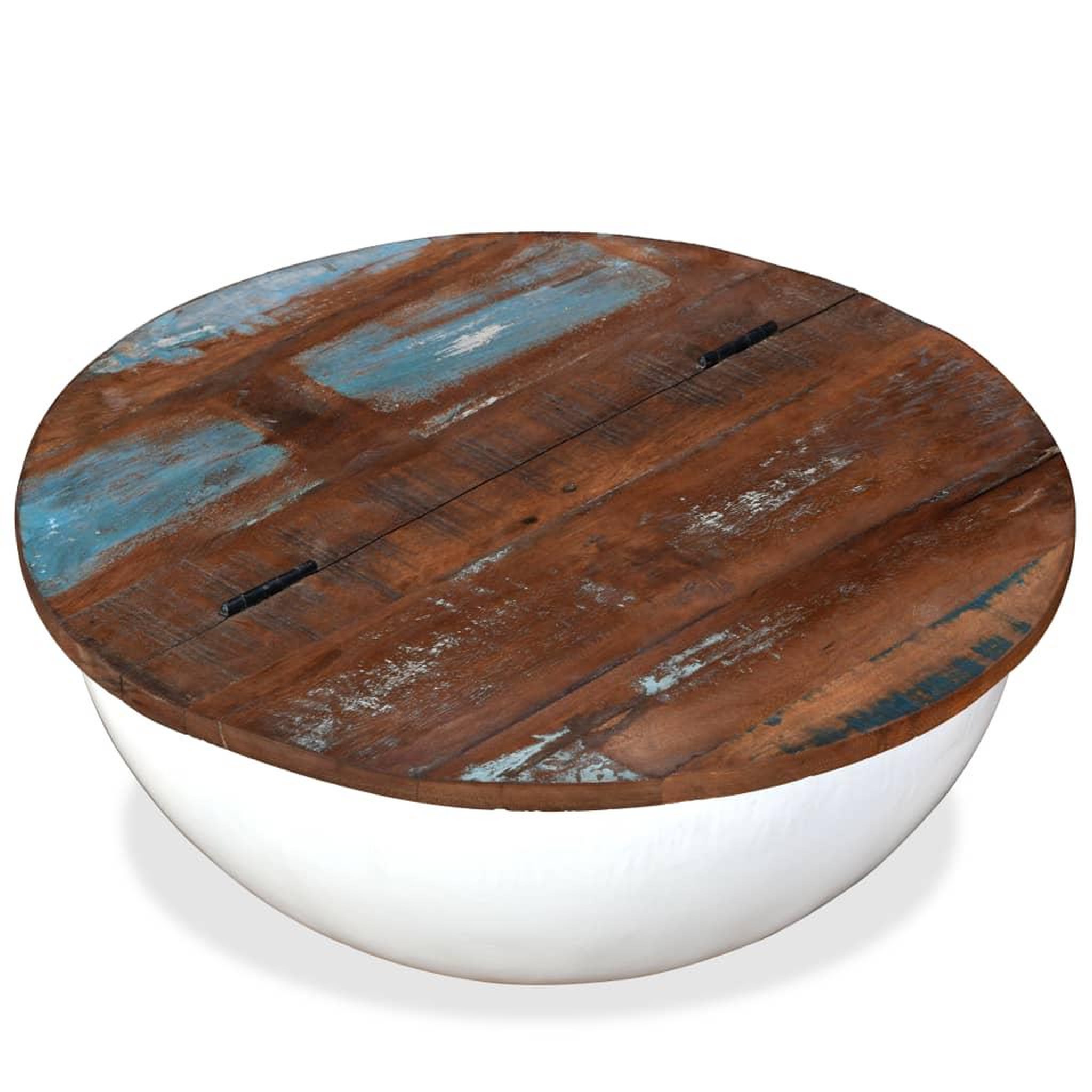 Voir la diapositive 2 : VIDAXL Table basse Bois de recuperation massif Blanc Forme de bol