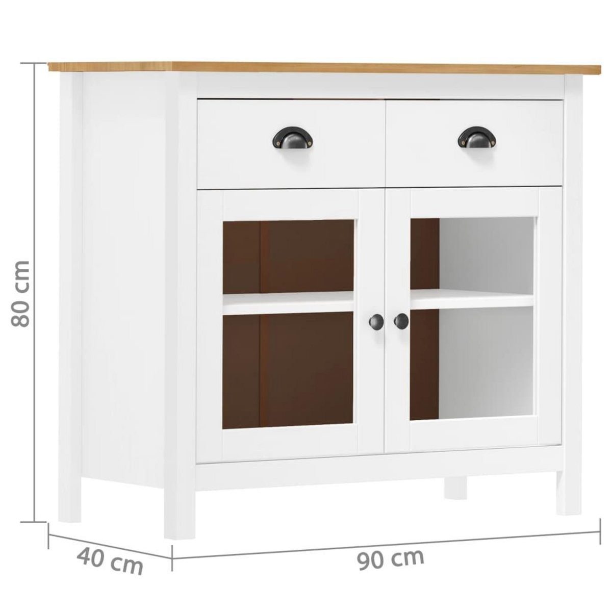 VIDAXL Buffet Hill Blanc 90x40x80 cm Bois de pin solide