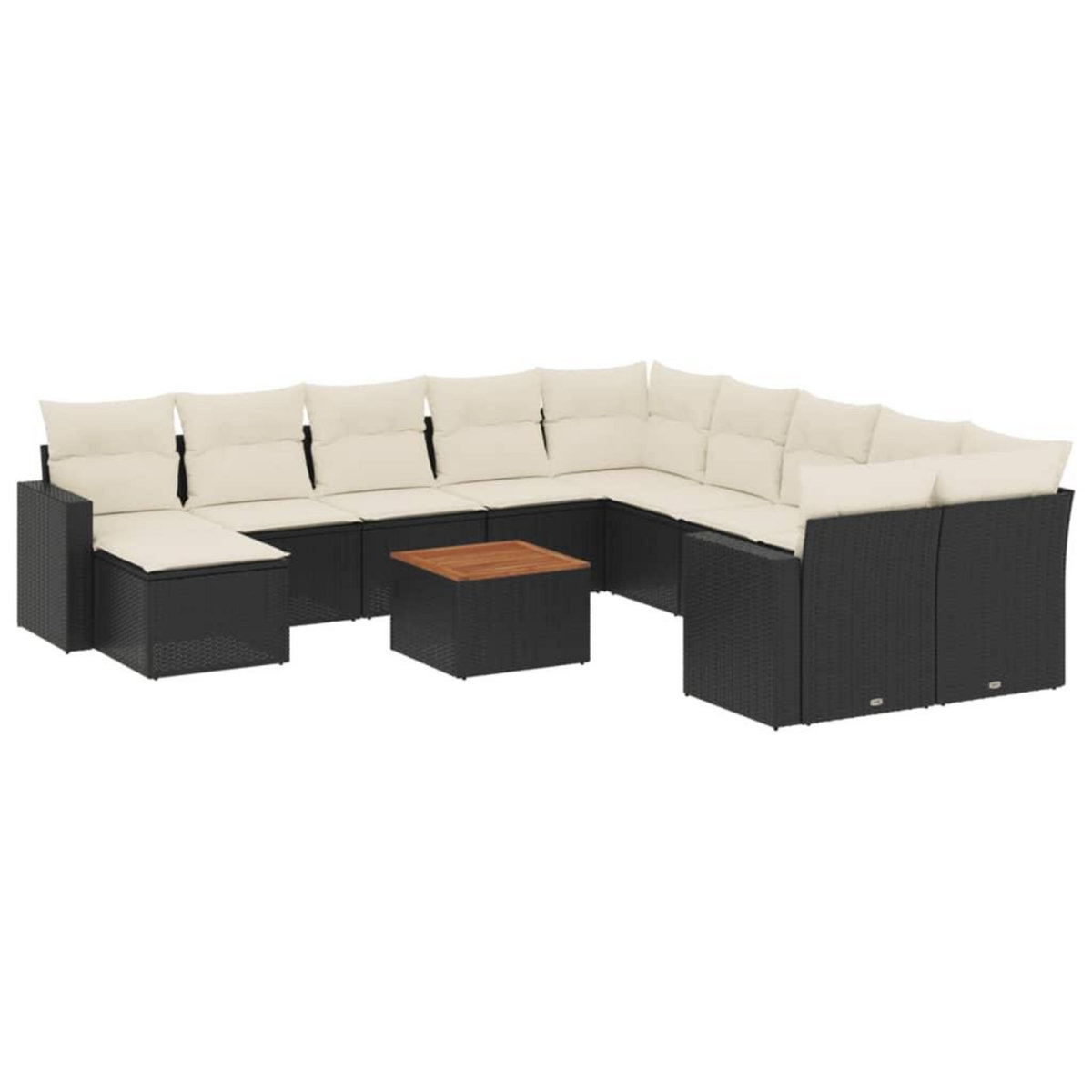 VIDAXL Salon de jardin 12 pcs avec coussins noir resine tressee