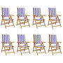 Voir la diapositive 2 : VIDAXL Chaises inclinables de jardin lot de 8 tissu et bois massif