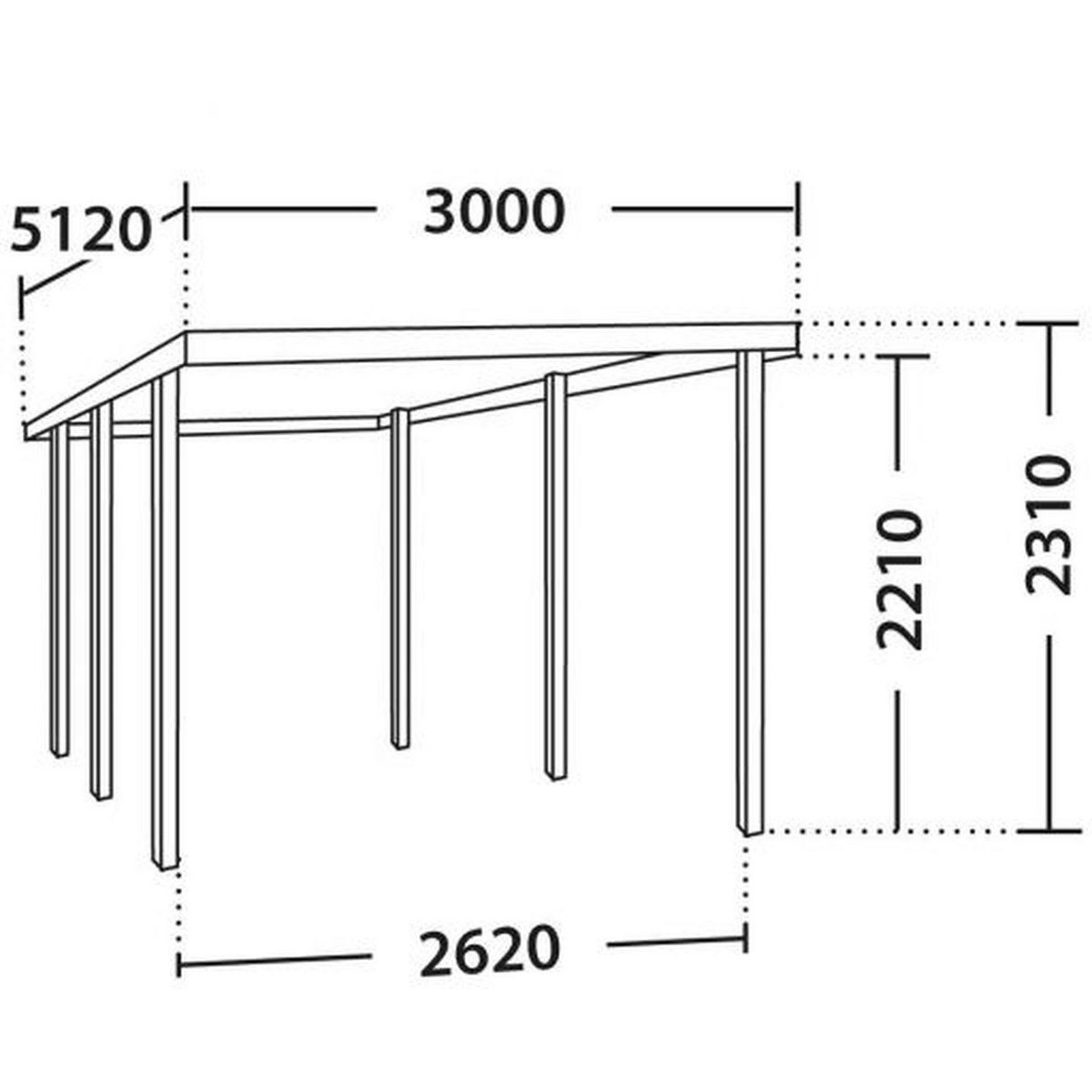Forest Style Carport toit plat - Bois traité autoclave - 15,8m² - HENRI