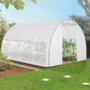 Voir la diapositive 2 : ID MARKET Serre tunnel de jardin 12M² blanche relevable avec moustiquaire