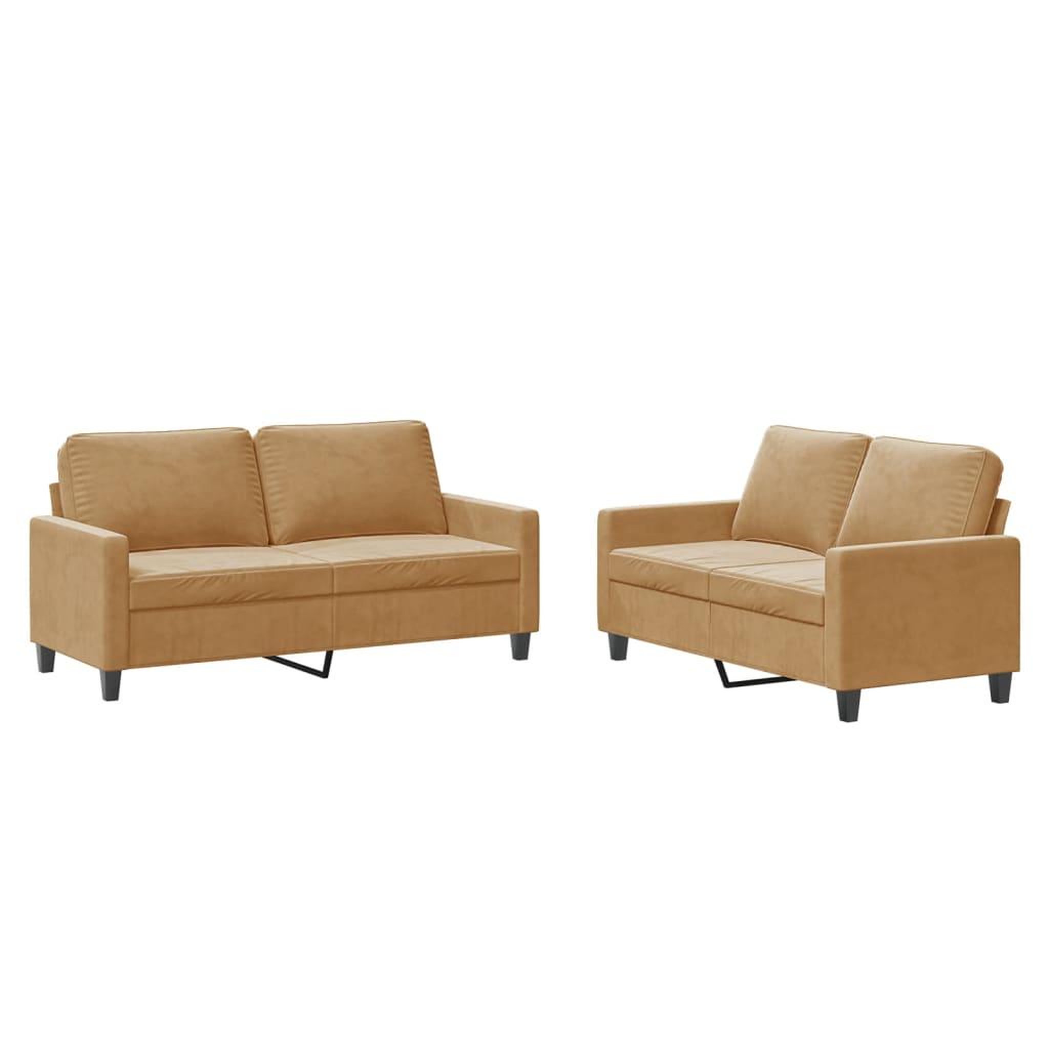 Voir la diapositive 2 : VIDAXL Ensemble de canapes 2 pcs avec coussins Marron Velours