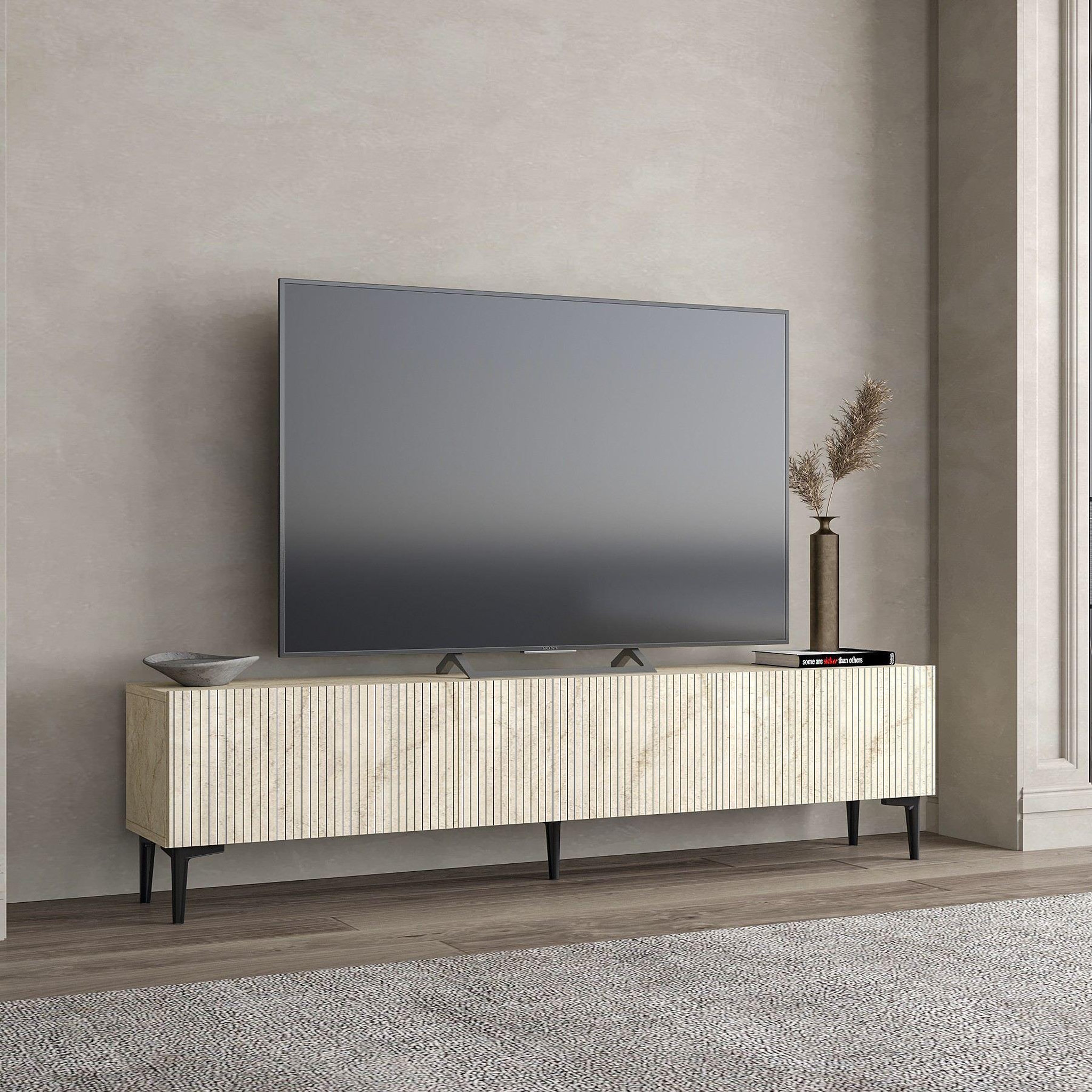 Voir la diapositive 4 : Habitat et Jardin Meuble tv en bois  oscar  - 180 x 31 x 45 cm - beige