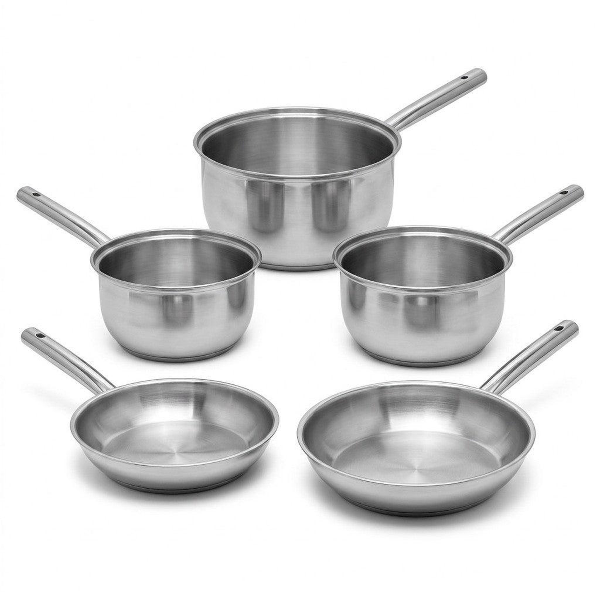 Fackelmann Lot de 3 casseroles 18/20/22 cm et 2 poêles 24/28 cm en inox Fackelmann Rhona