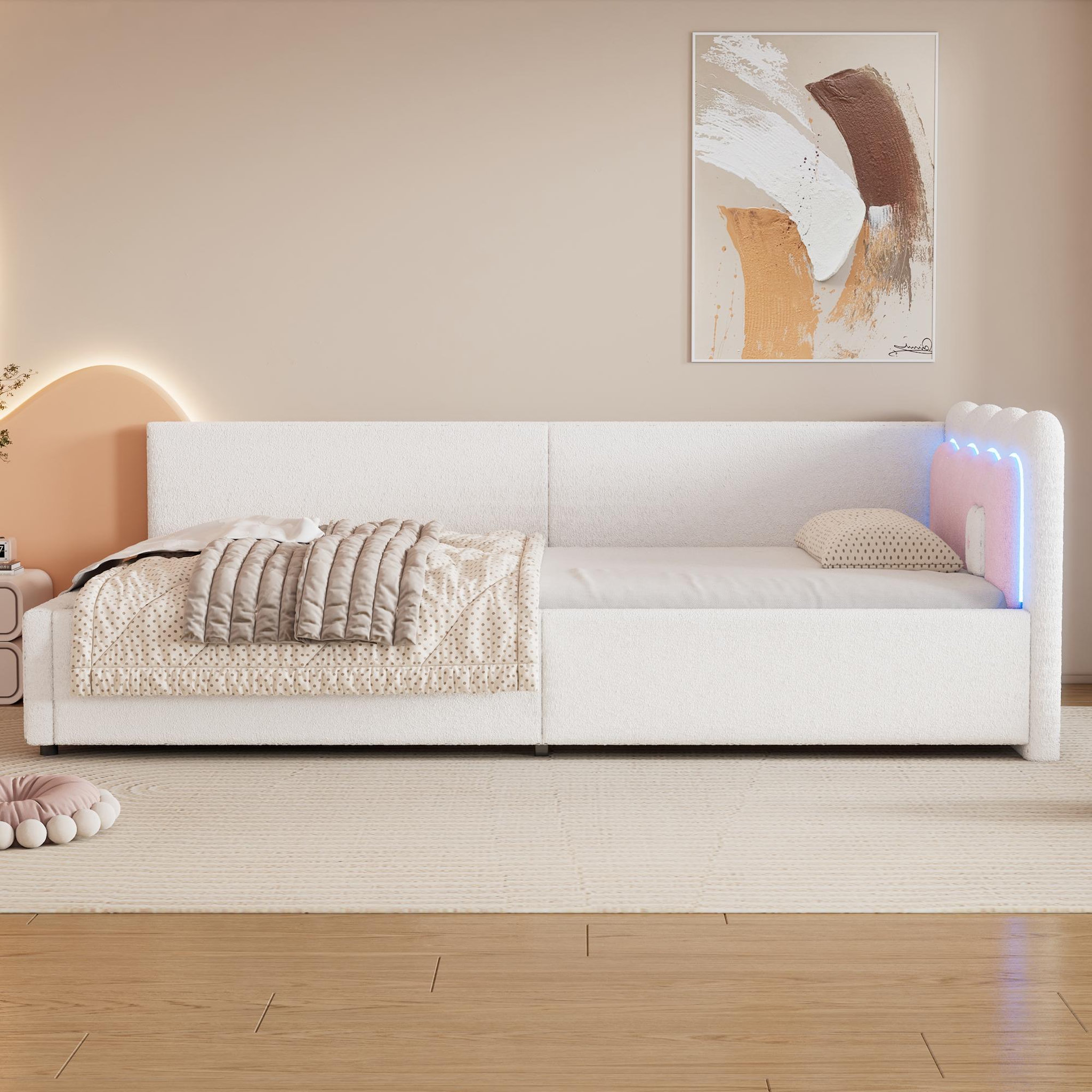 Voir la diapositive 4 : MERAX Lit simple rembourré 90x200cm