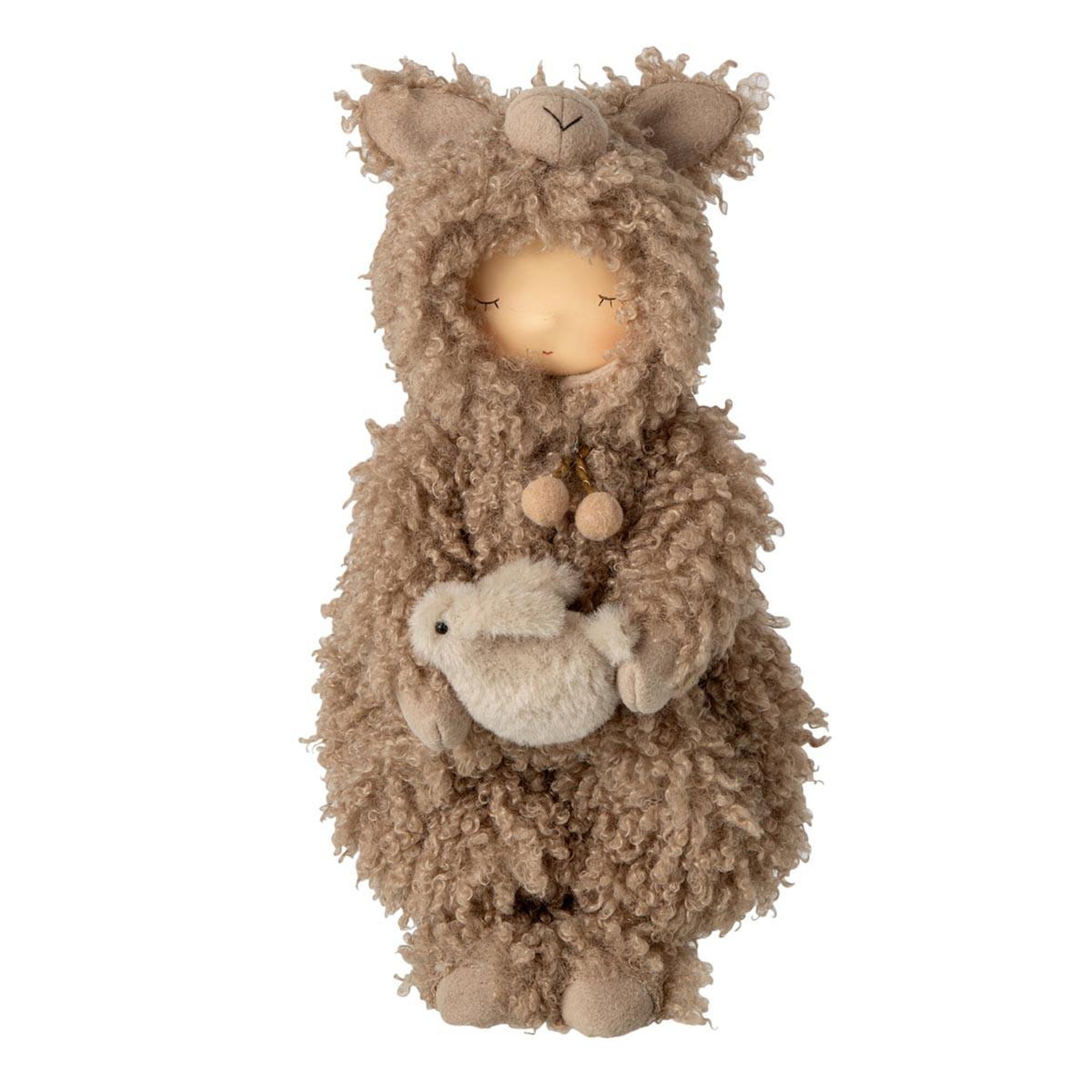 J-LINE Statuette enfant en mouton  laszlo  47cm marron