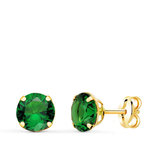 L'ATELIER D'AZUR Boucles d'Oreilles Or 18 Carats 750 Jaune - Zirconiums Vert Emeraude