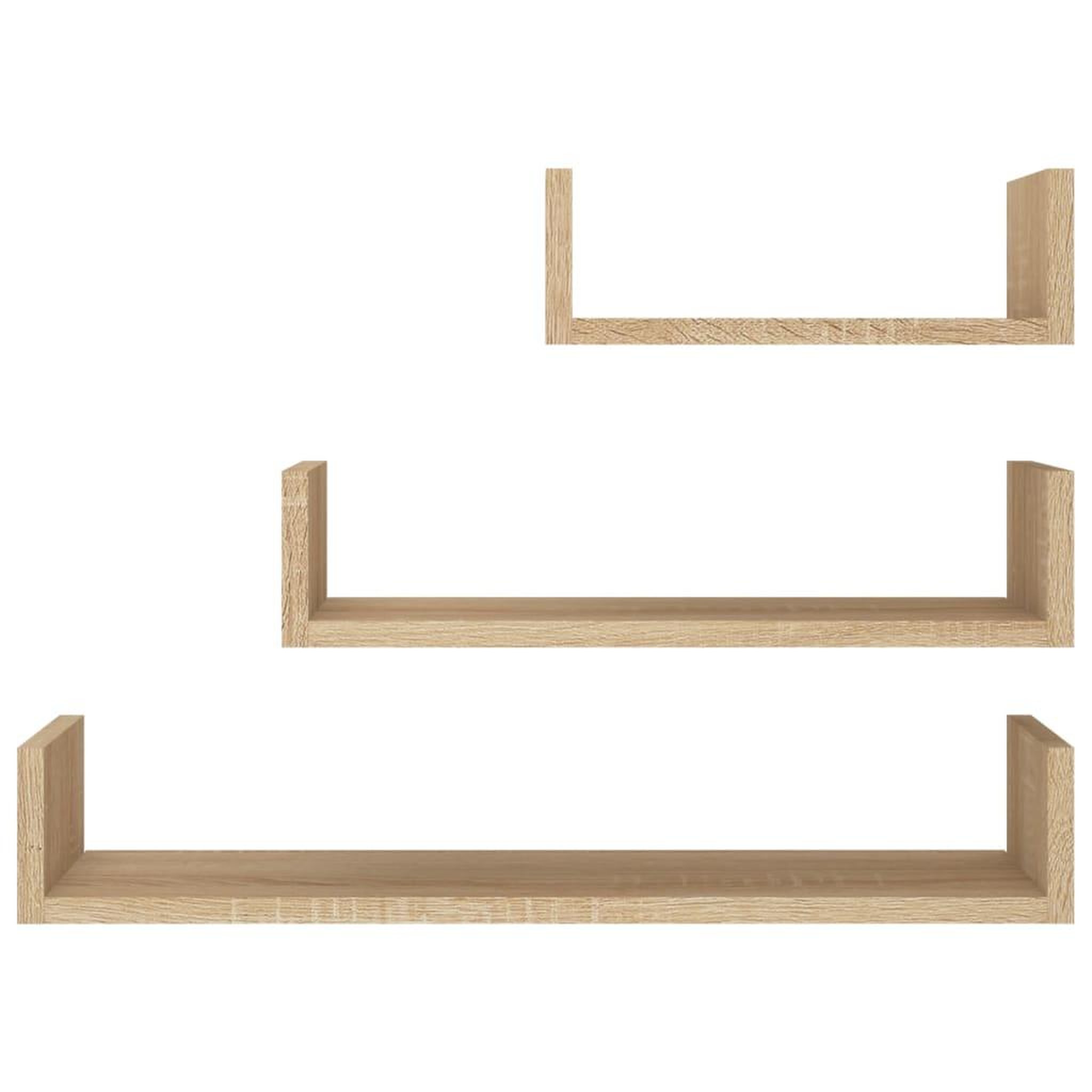 Voir la diapositive 4 : VIDAXL Etageres murales 3 pcs Chene sonoma Bois d'ingenierie