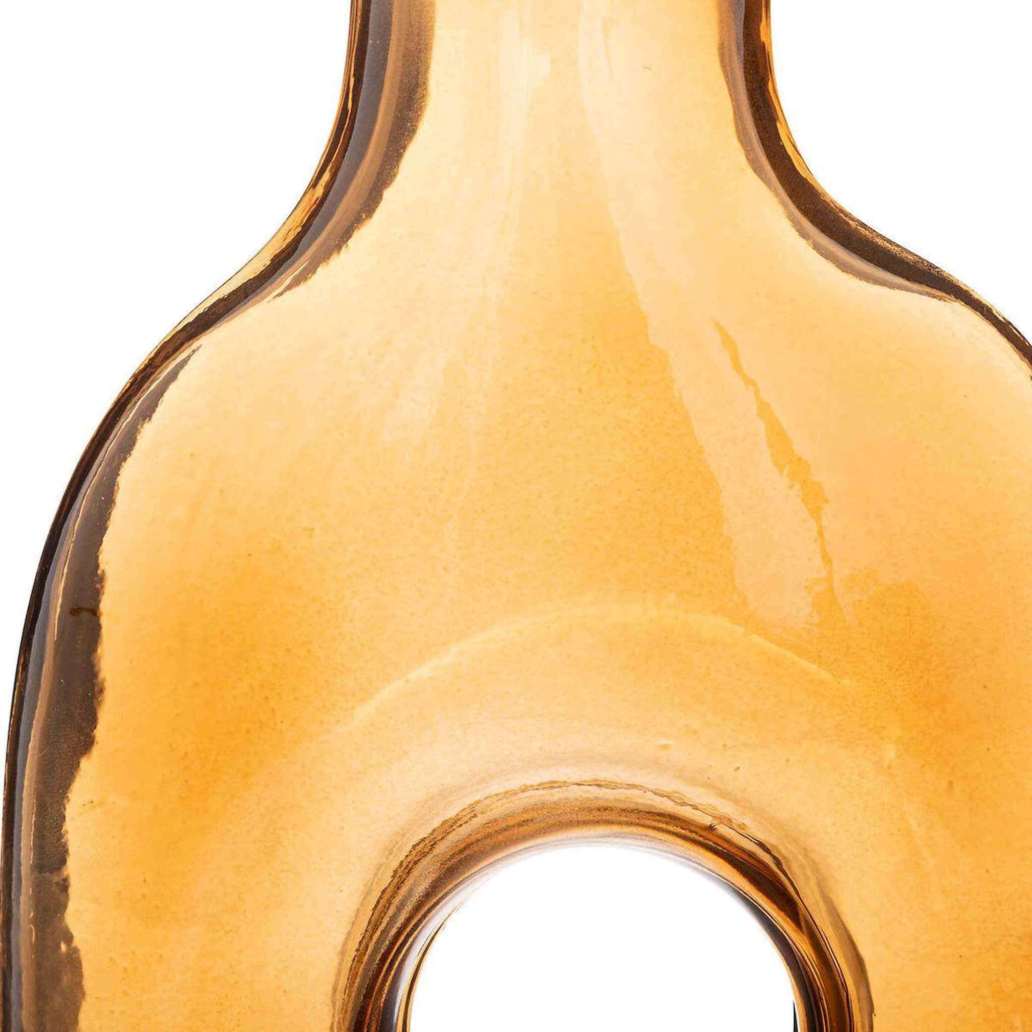 Voir la diapositive 2 : ATMOSPHERA Vase donut en verre  solag  25cm ambre