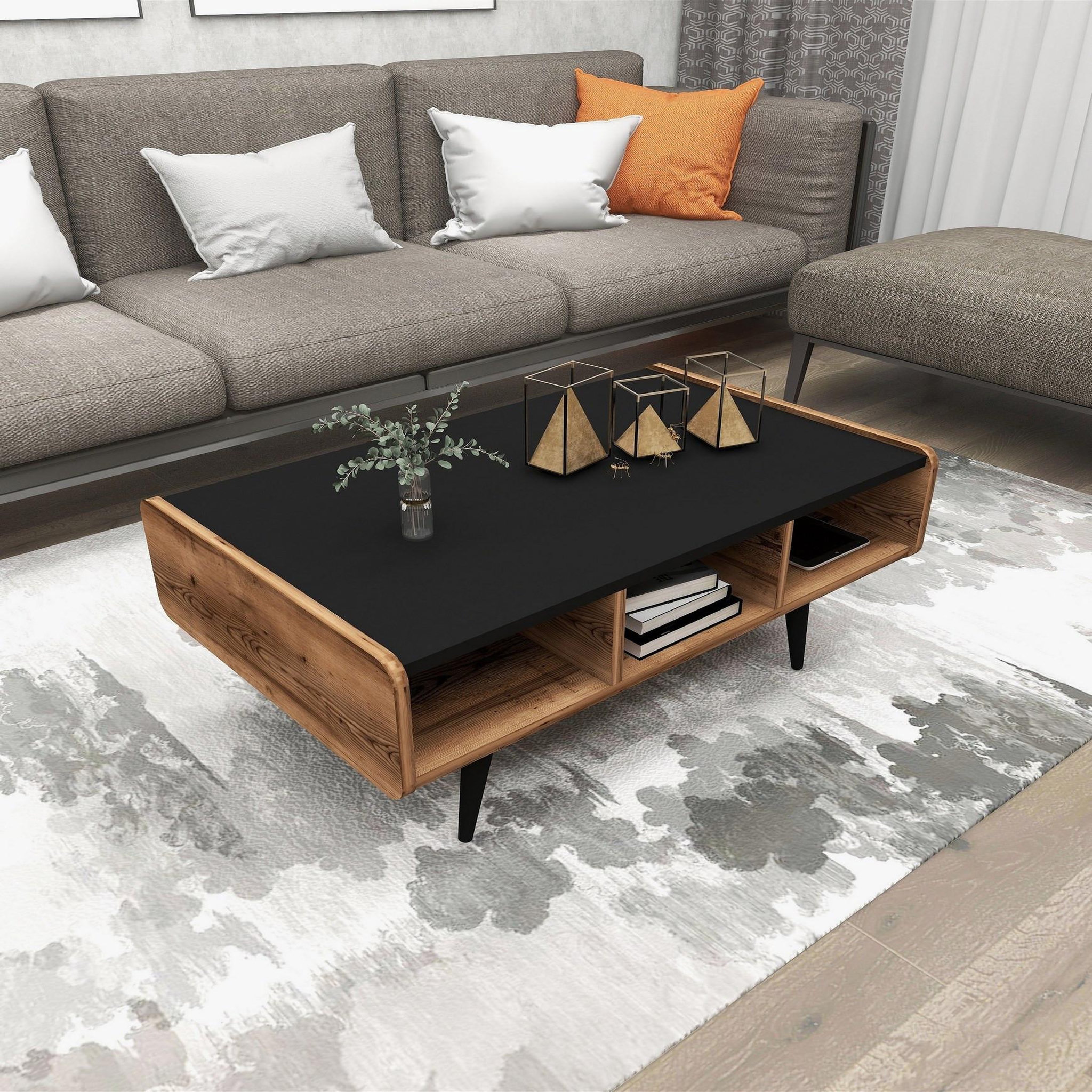 Voir la diapositive 3 : Habitat et Jardin Table basse en bois  line   - 90 x 56 x 40 cm - noyer clair