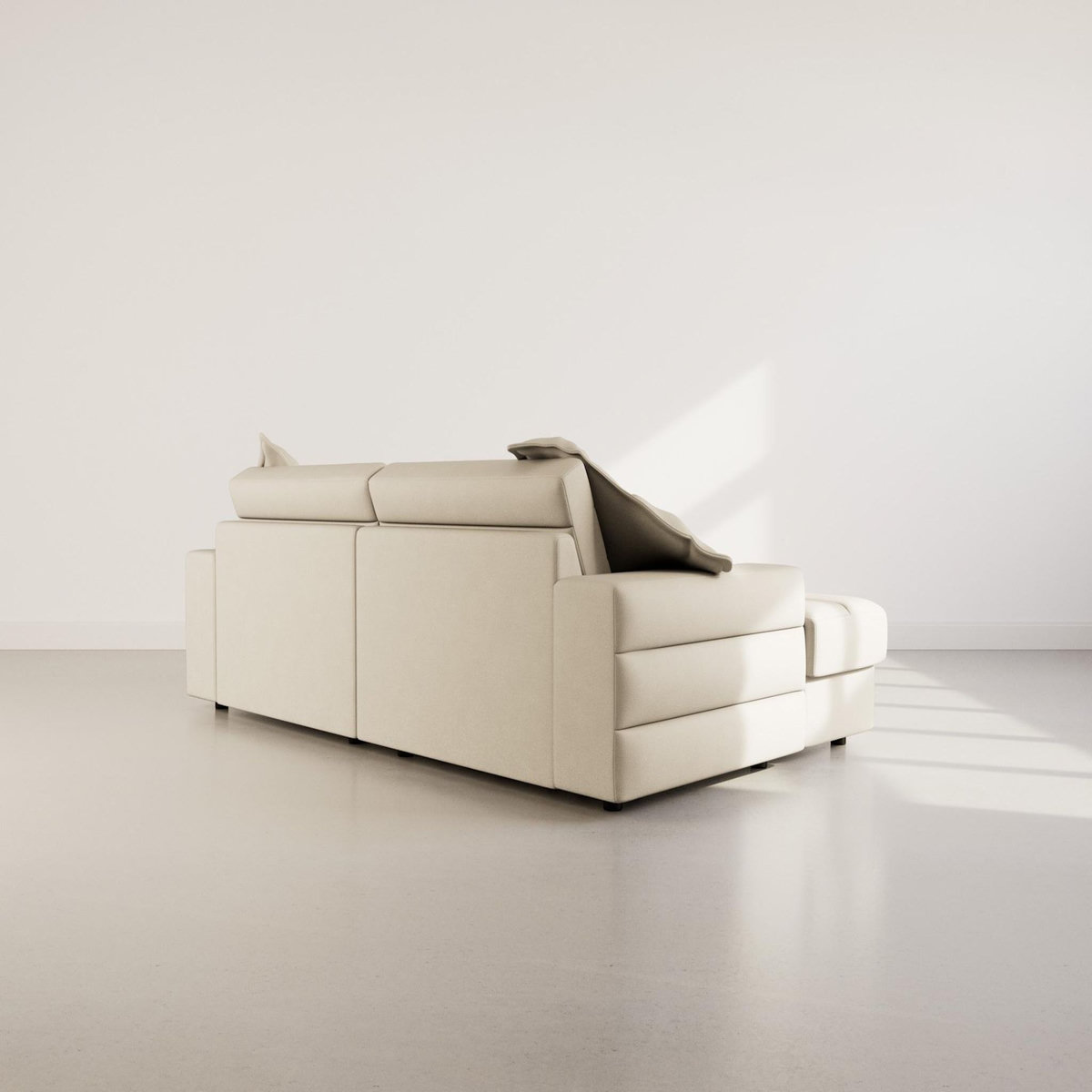 LISA DESIGN Loredana - canapé droit 4 places double méridienne - assise profonde - en tissu texturé