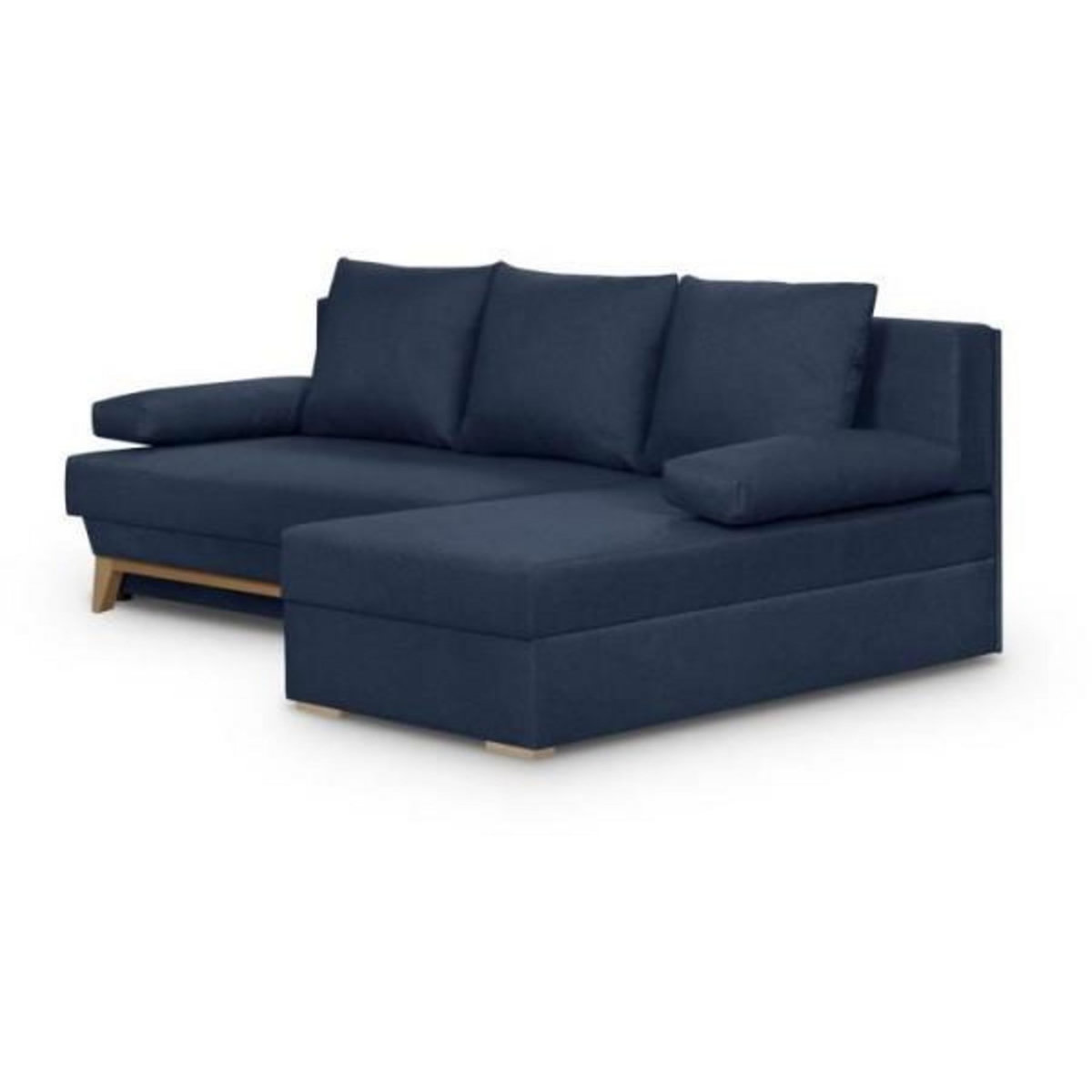 MARKET24 TEIJO Canapé d'angle convertible - Tissu bleu foncé - L 197 x P 91/132 x H 82 cm