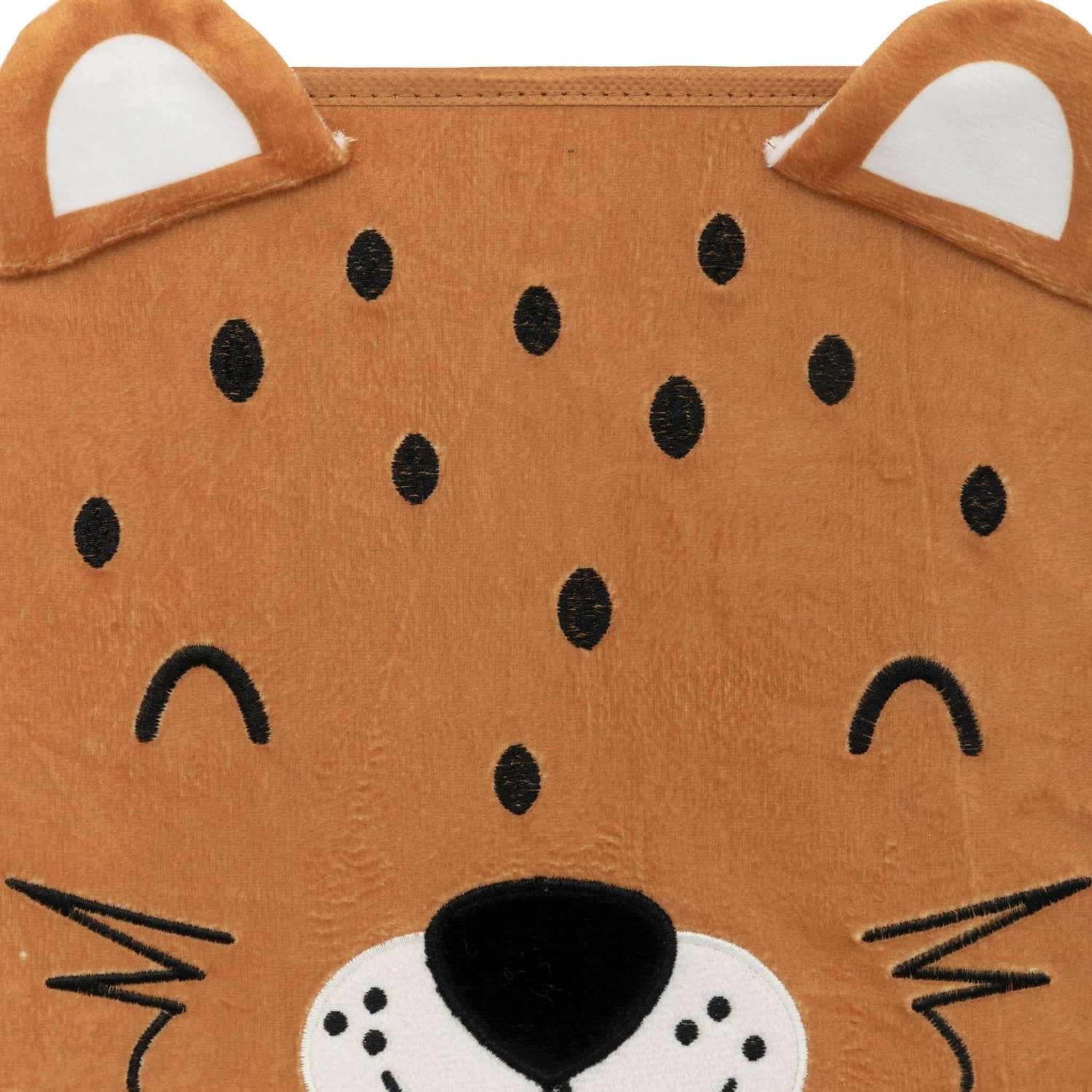 Voir la diapositive 4 : TOILINUX Lot de 2 boîtes de rangement enfant tigre en velours JOEY - L.29 x l.29 x H.29 cm - Marron