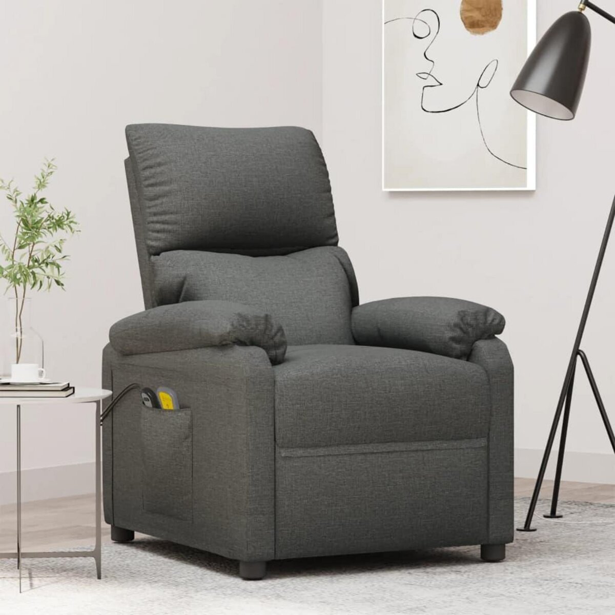 VIDAXL Fauteuil electrique de massage Gris fonce Tissu