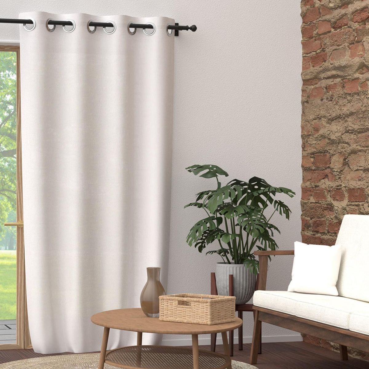 SOLEIL D'OCRE Rideau à oeillets pur coton PANAMA, par Soleil d'Ocre