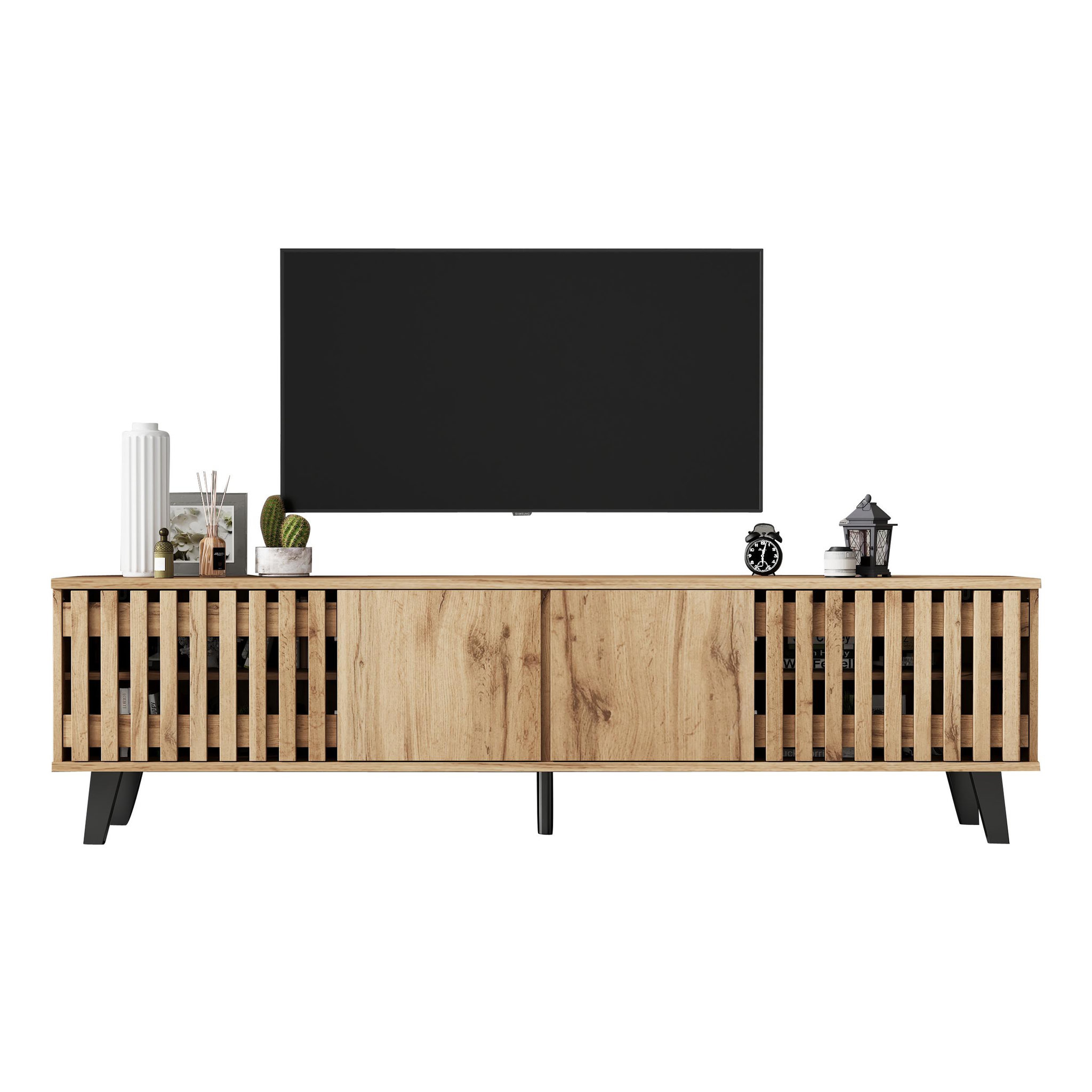 MERAX Meuble tv naturel 180cm panneaux de particules