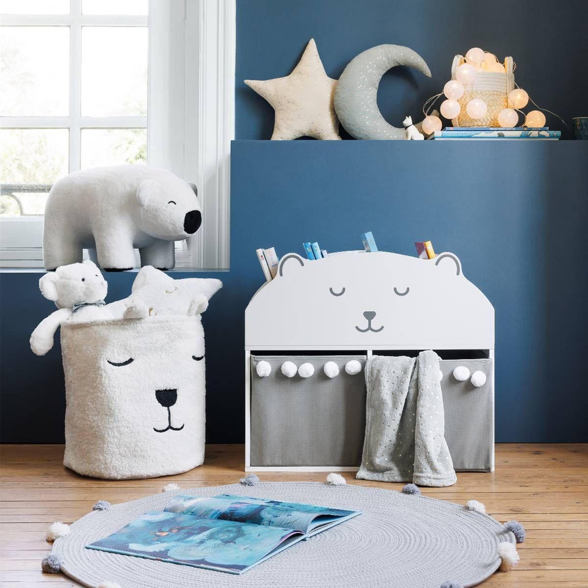 Voir la diapositive 3 : Atmosphera Kids Panier de rangement enfant  bouclette  40cm blanc