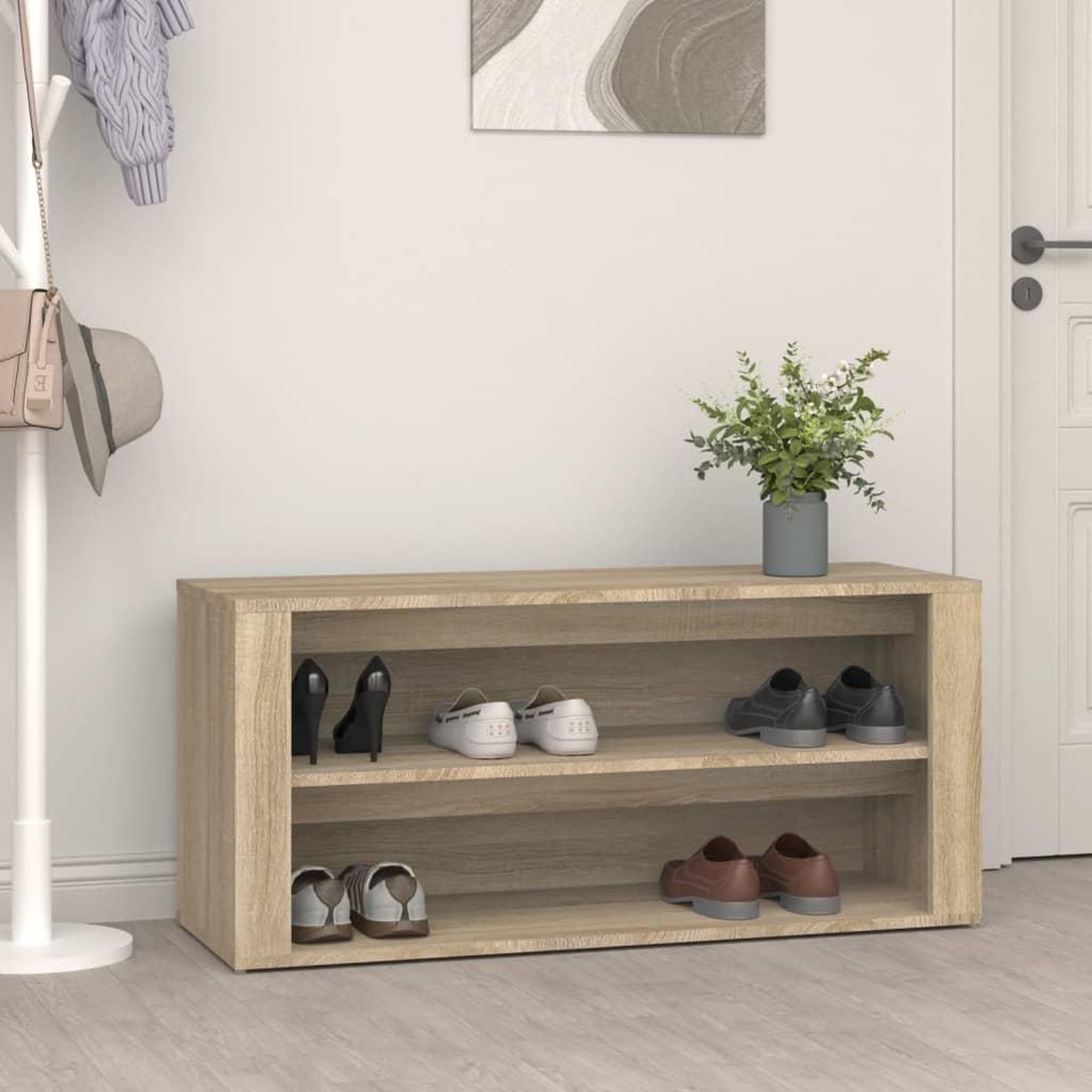Voir la diapositive 1 : VIDAXL Etagere a chaussures Chene sonoma 100x35x45cm Bois d'ingenierie